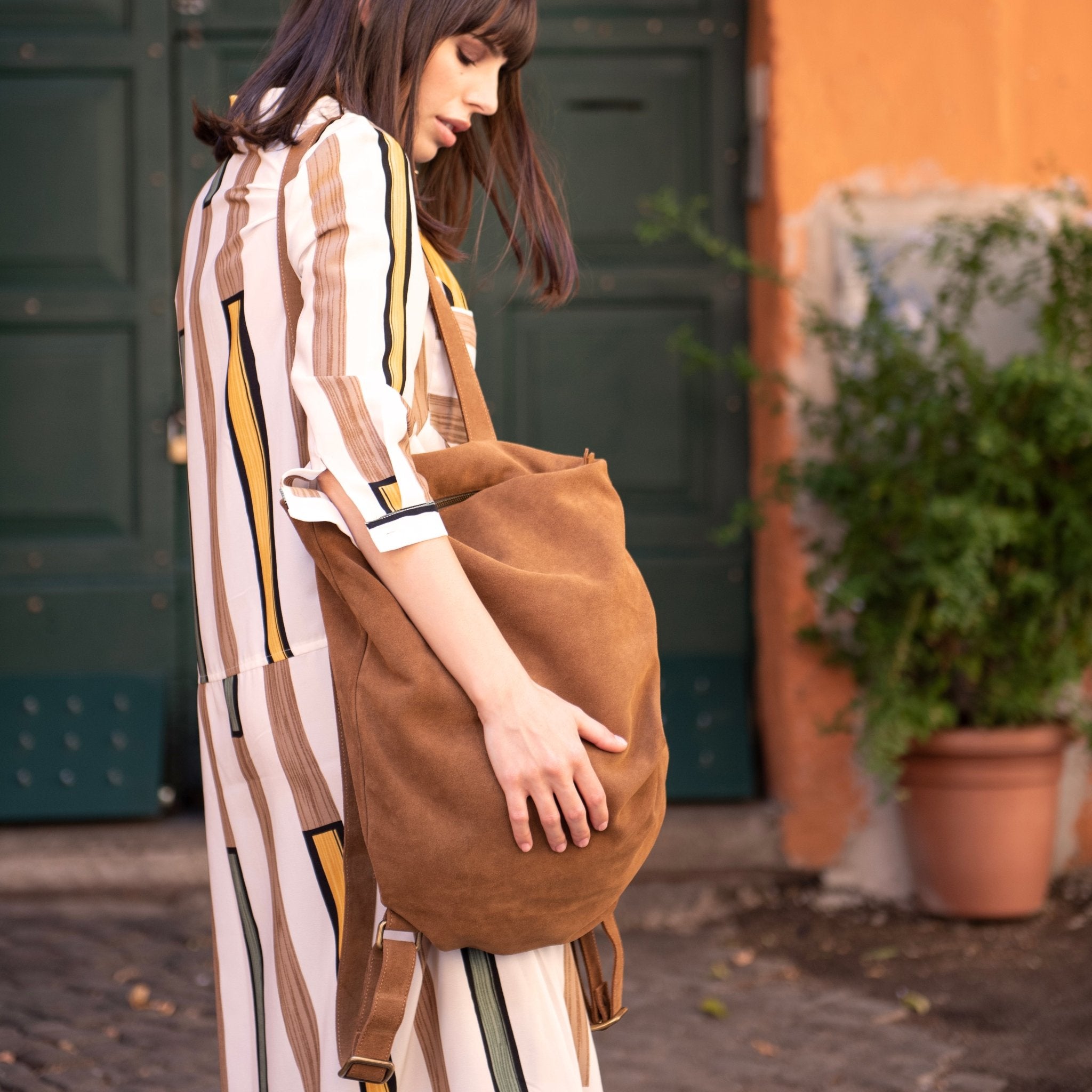 Rumi camoscio cuoio - zaino in pelle marrone - Marta Ray