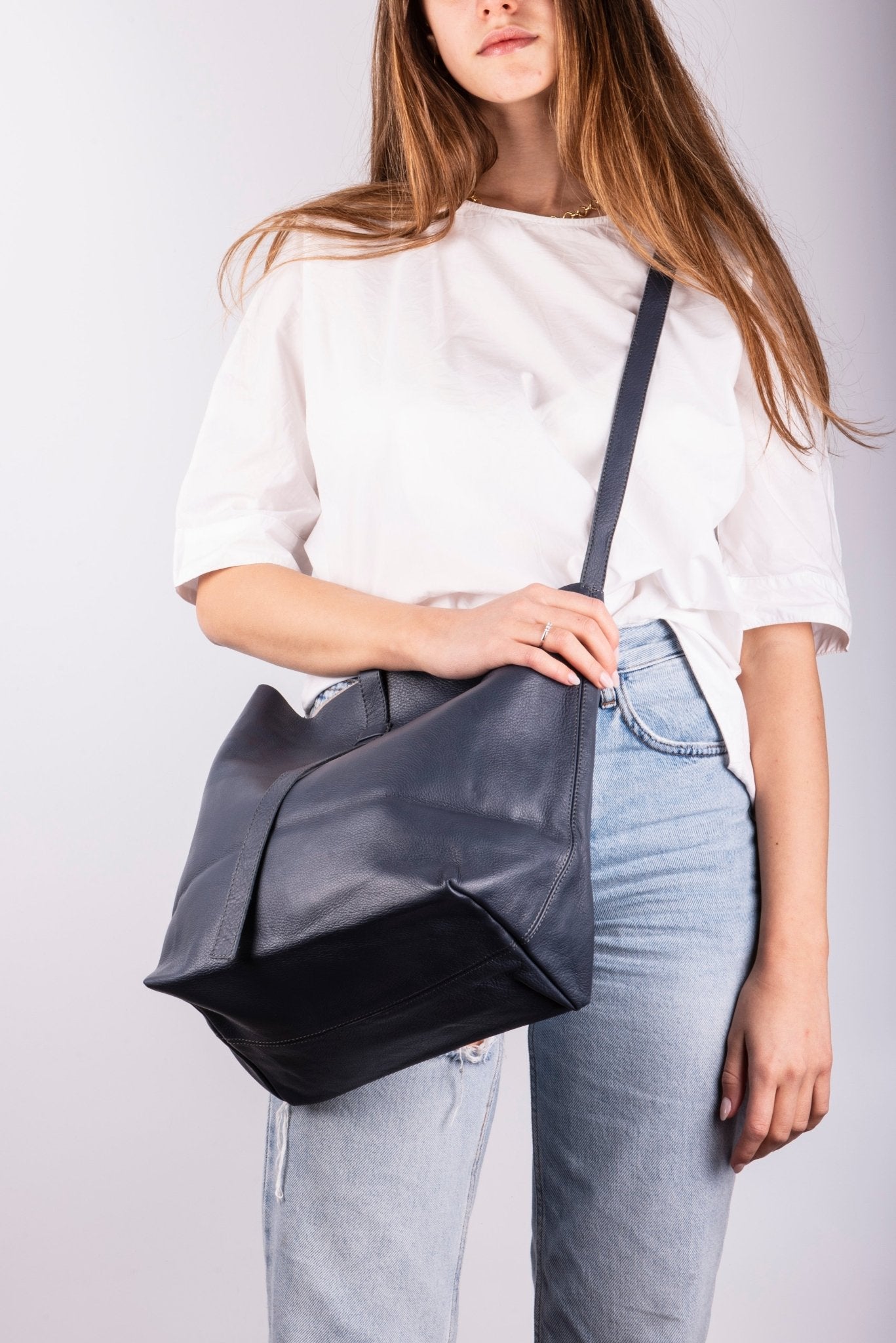 Sam mousse laminato jeans - borsa a tracolla in pelle blu - Marta Ray