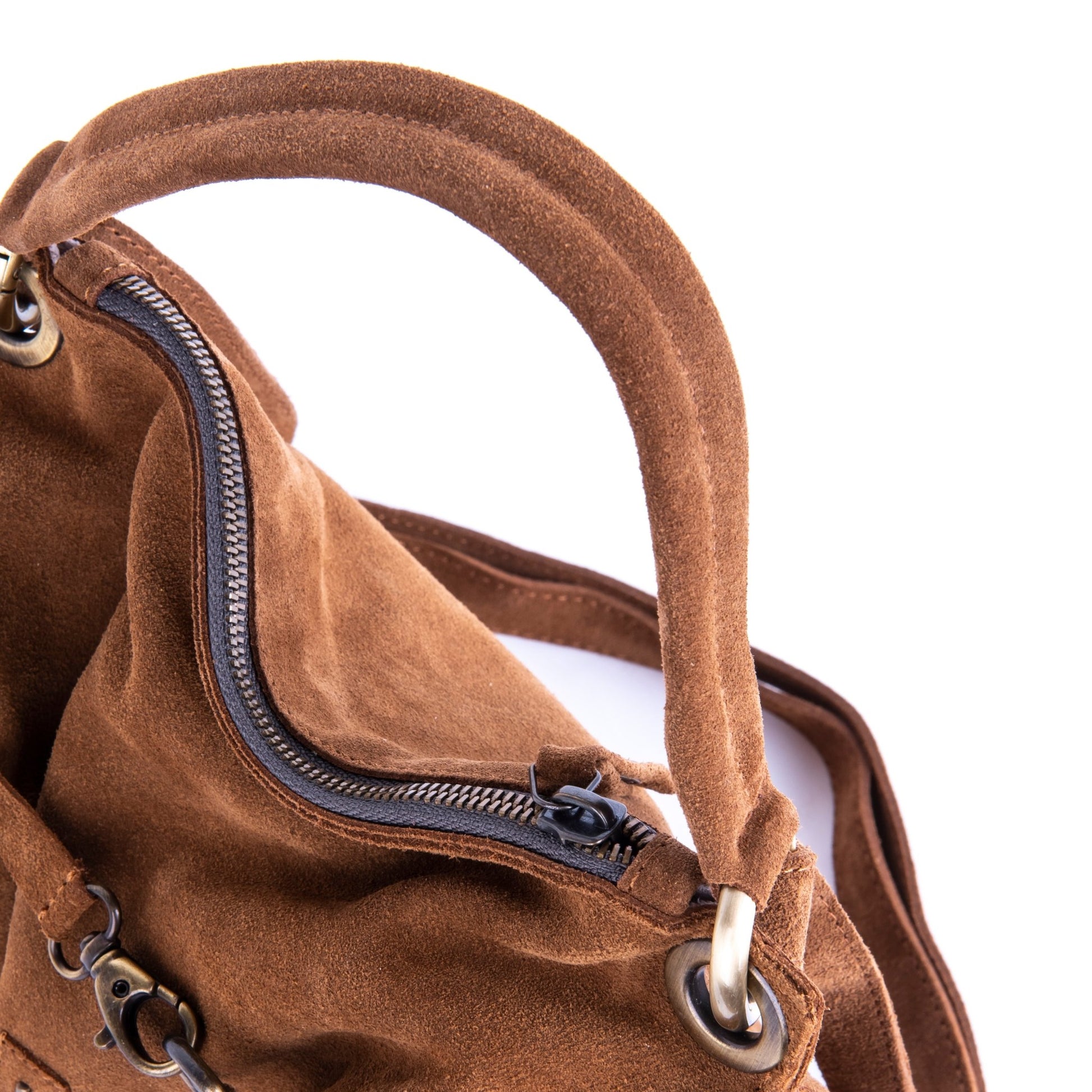 Sandy camoscio cuoio - borsa a tracolla piccola in pelle marrone - Marta Ray