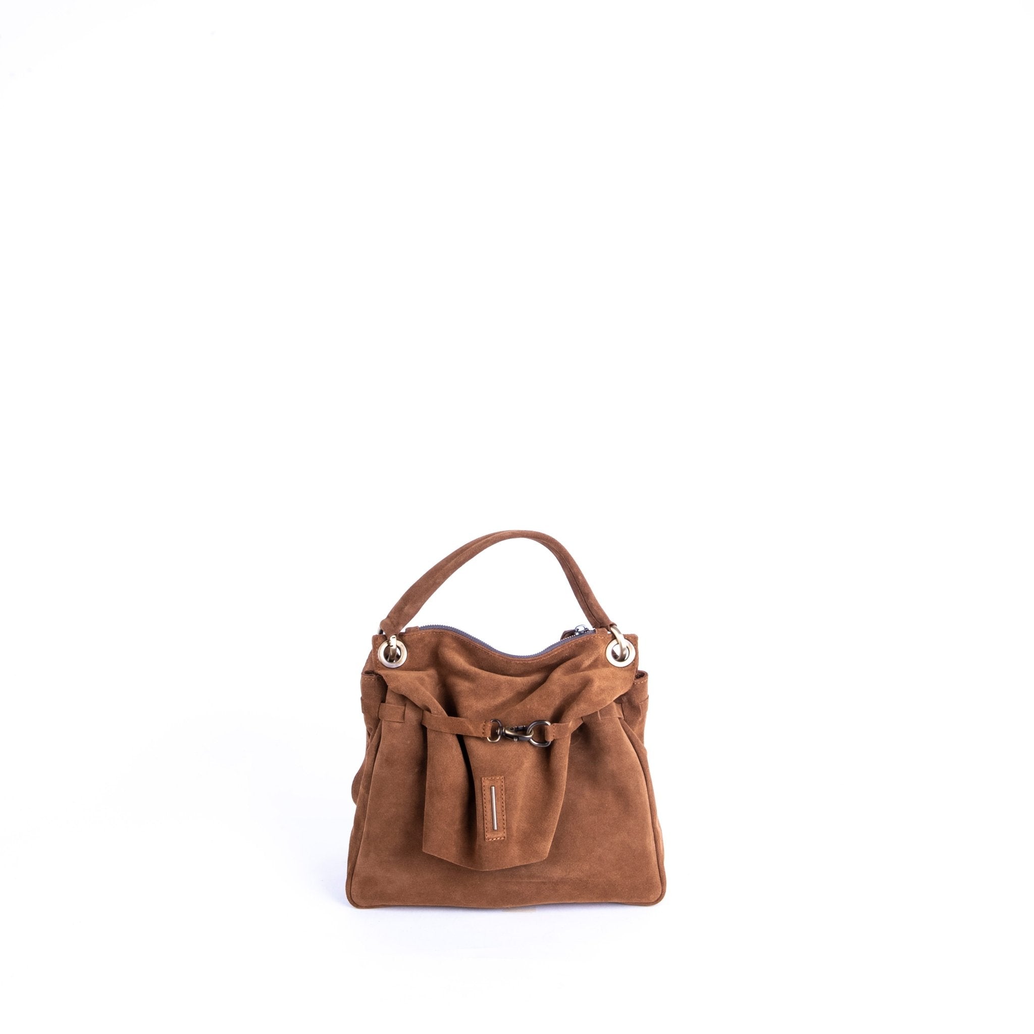 Sandy camoscio cuoio - borsa a tracolla piccola in pelle marrone - Marta Ray