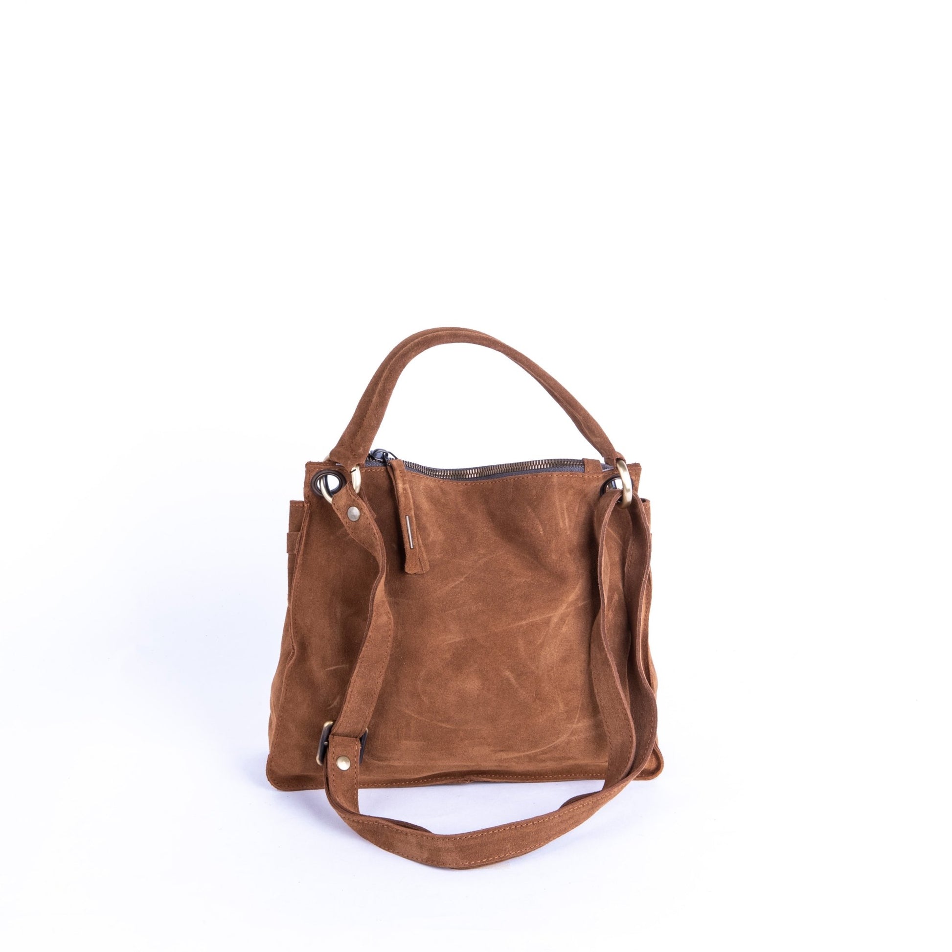 Sandy camoscio cuoio - borsa a tracolla piccola in pelle marrone - Marta Ray