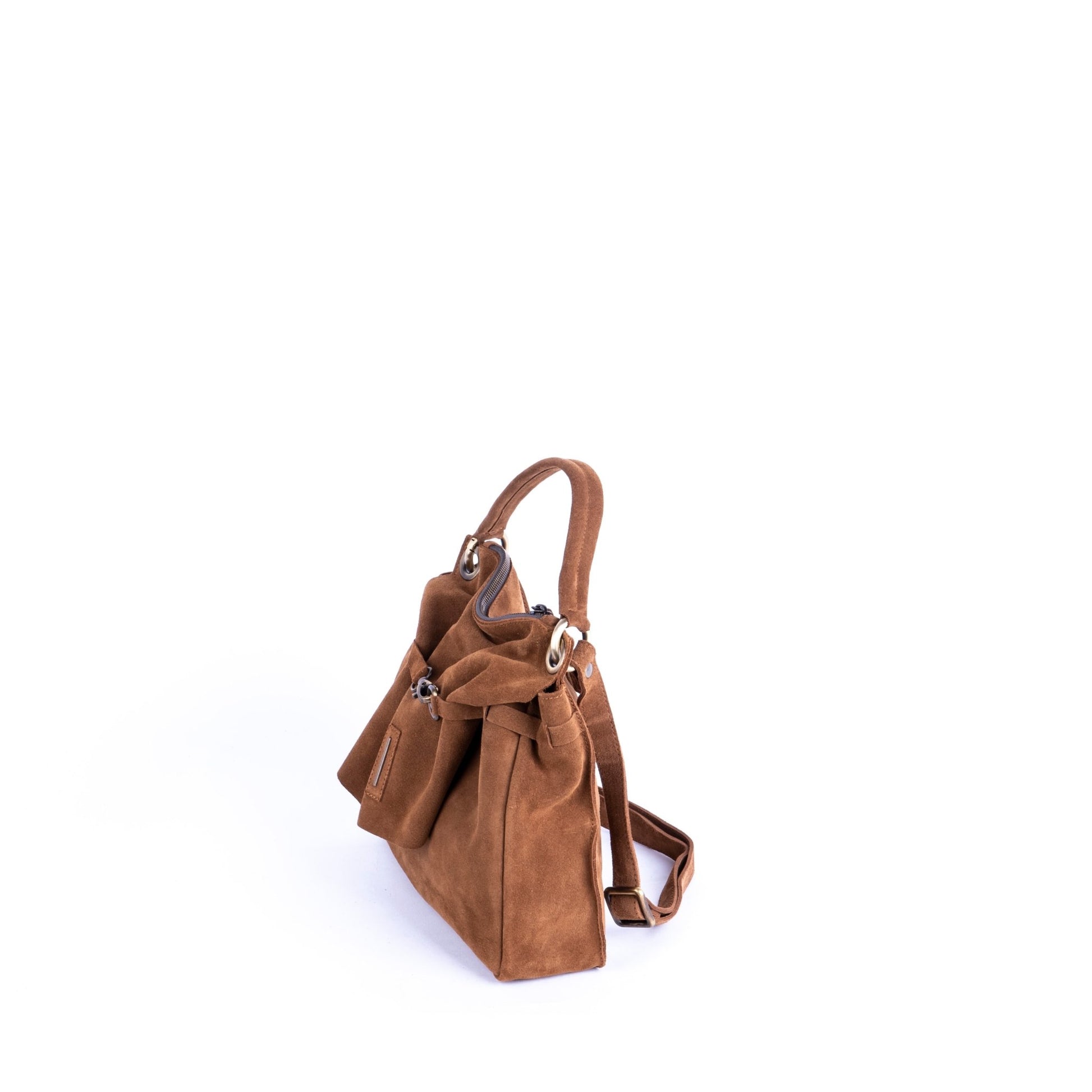 Sandy camoscio cuoio - borsa a tracolla piccola in pelle marrone - Marta Ray