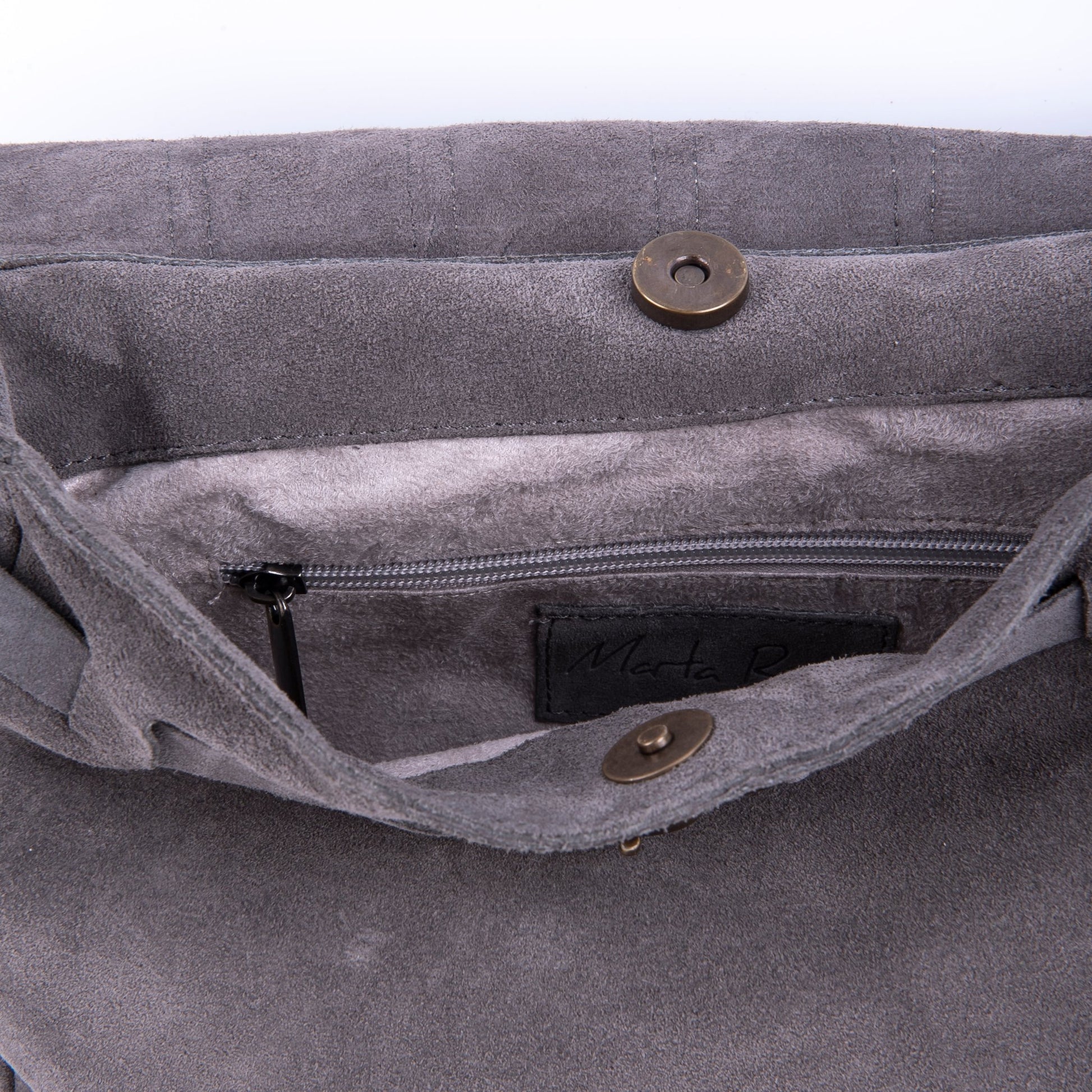 Sandy camoscio dark grey con nastro boho - borsa a tracolla piccola in pelle scamosciata grigio - Marta Ray