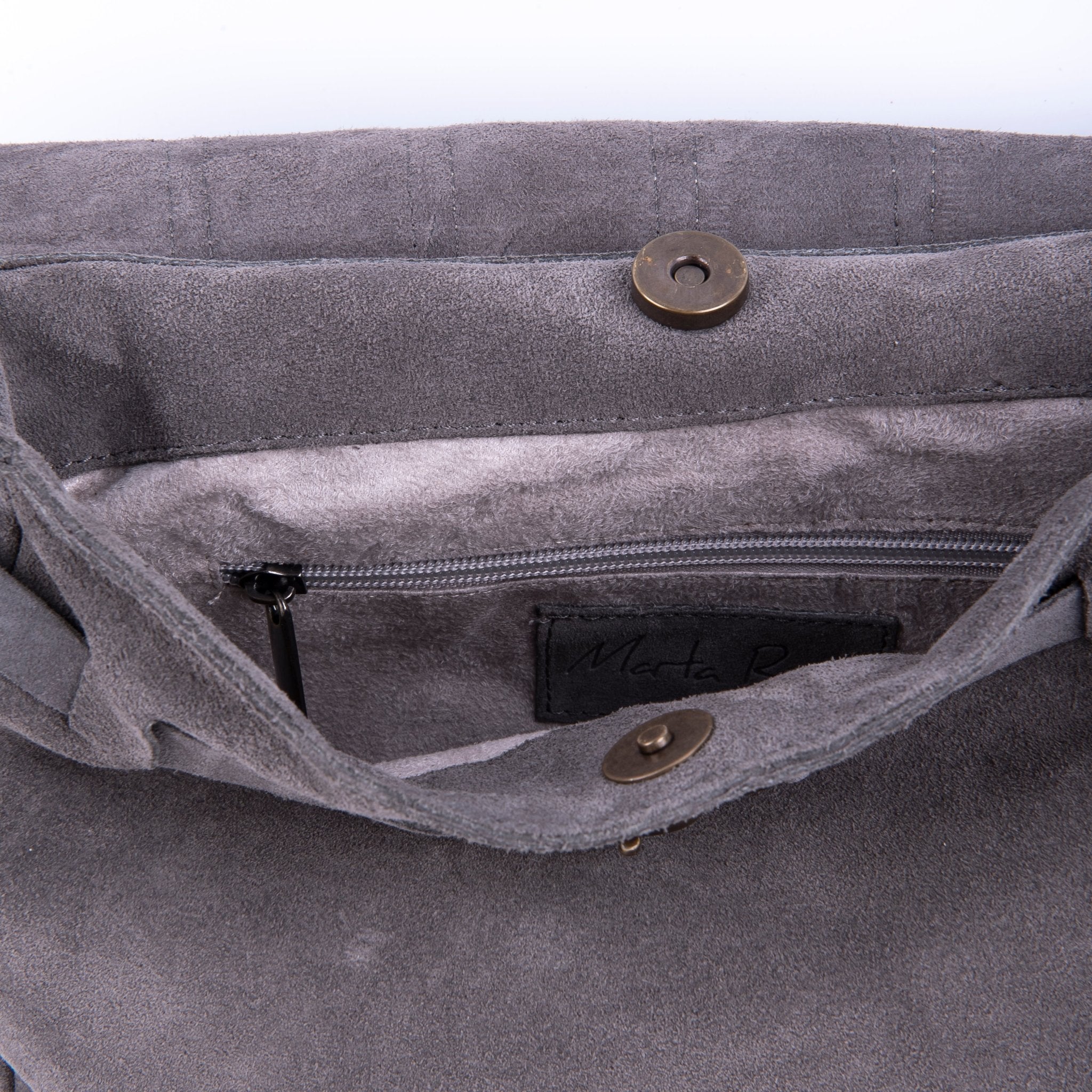 Sandy camoscio dark grey con nastro boho - borsa a tracolla piccola in pelle scamosciata grigio - Marta Ray