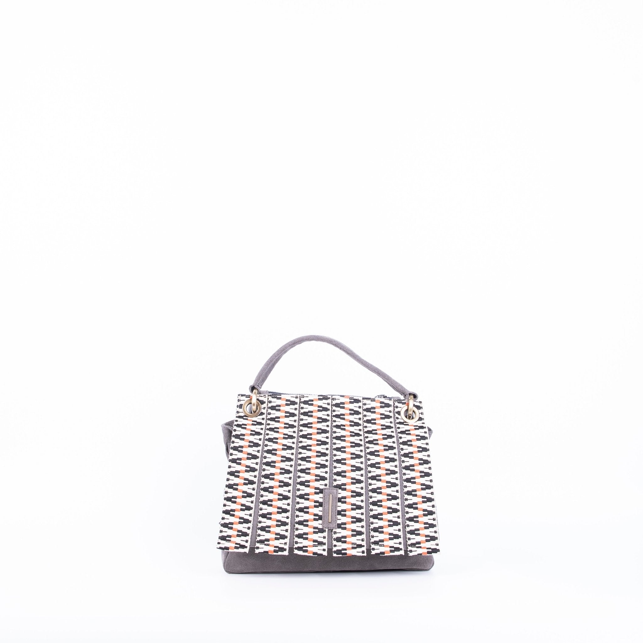 Sandy camoscio dark grey con nastro boho - borsa a tracolla piccola in pelle scamosciata grigio - Marta Ray