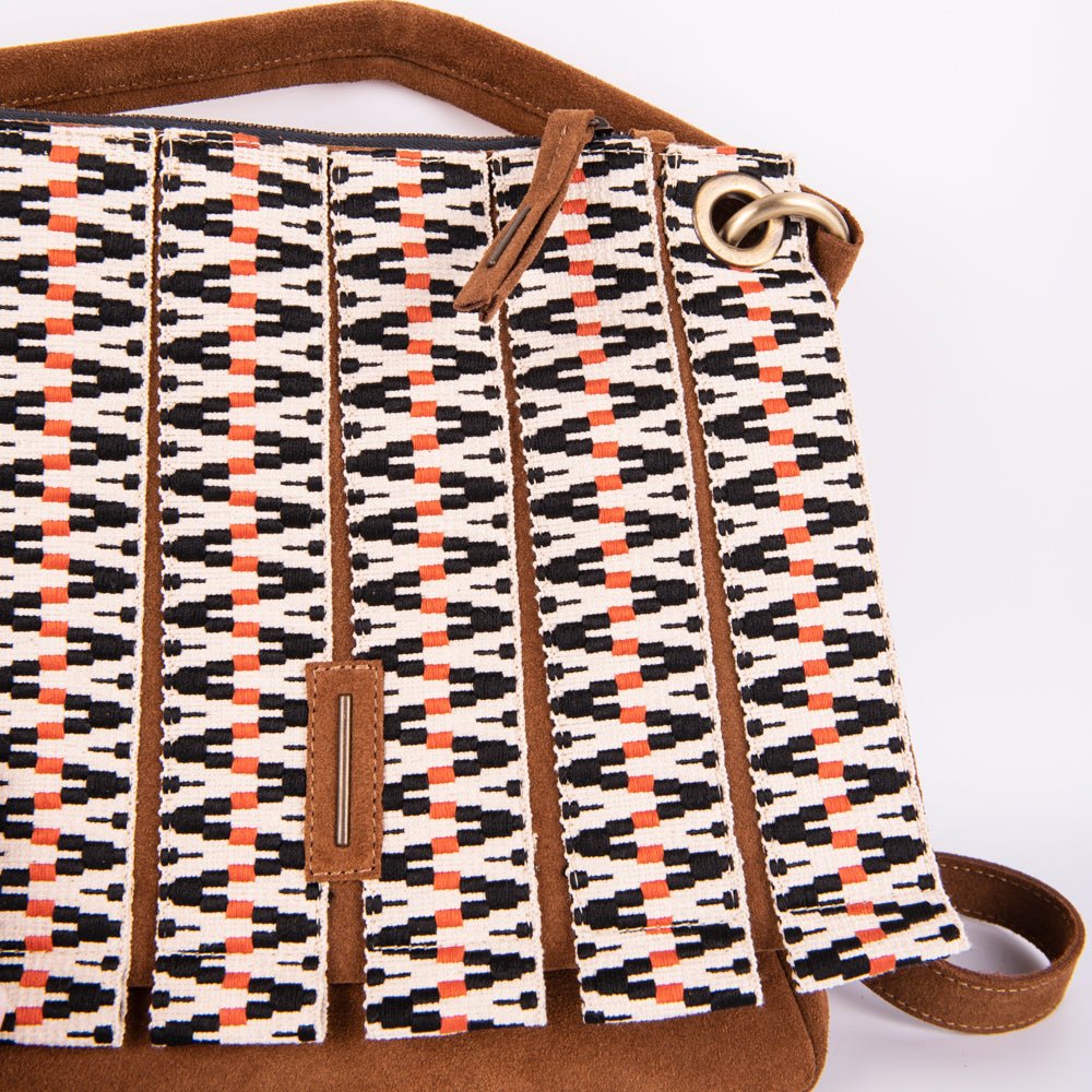 Sandy camoscio + nastro boho - borsa a tracolla cuoio - Marta Ray