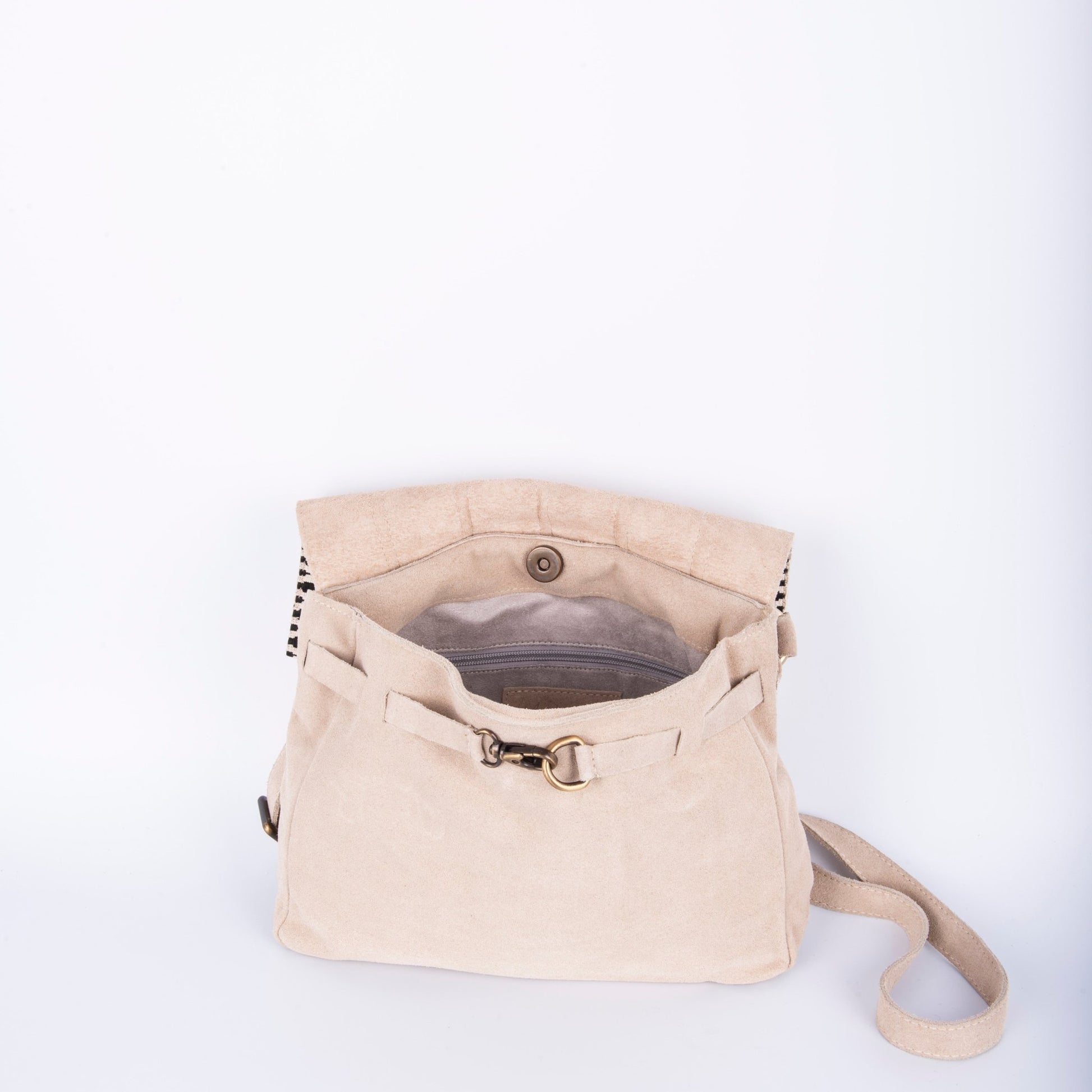 Sandy camoscio naturale + nastro boho - borsa a tracolla beige - Marta Ray