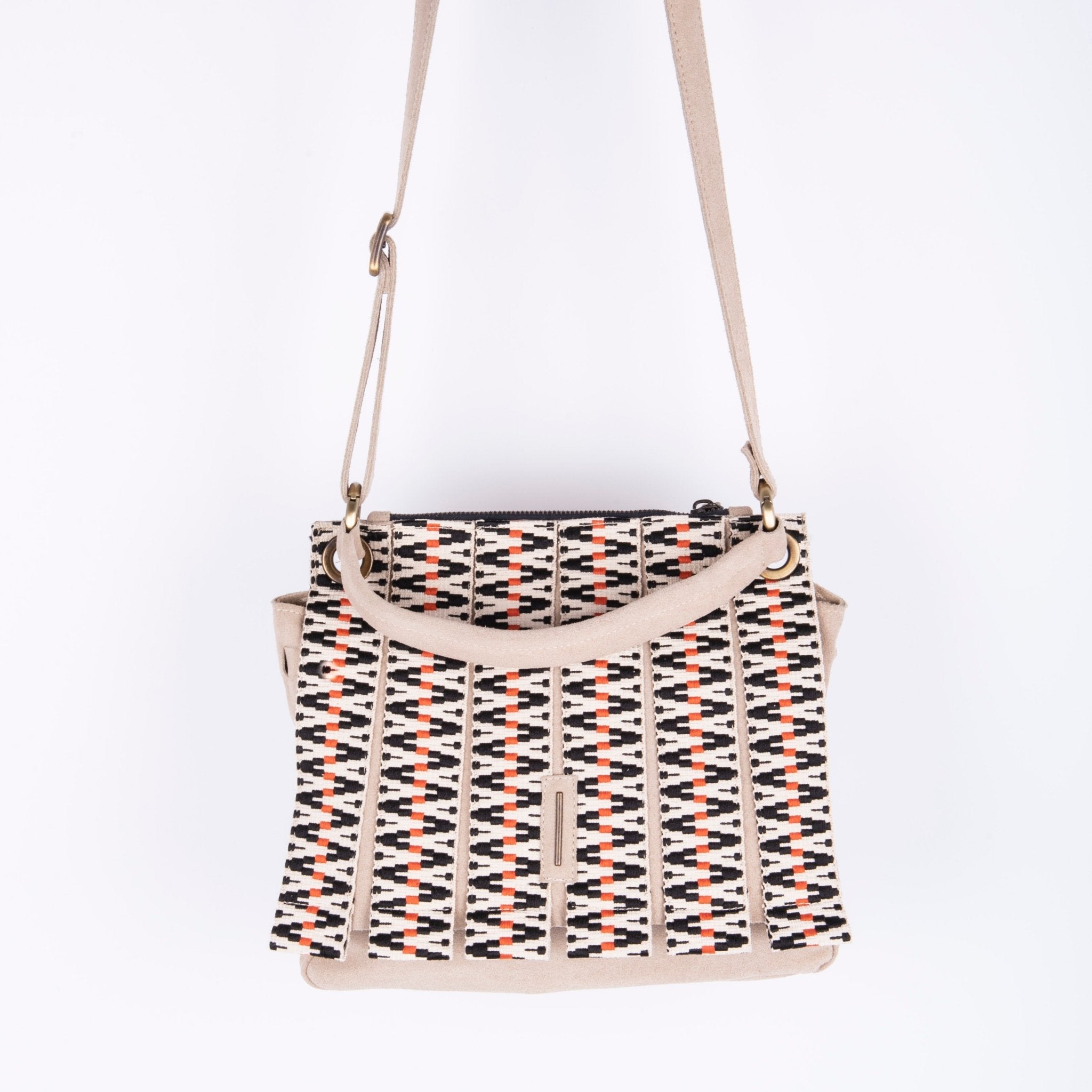 Sandy camoscio naturale + nastro boho - borsa a tracolla beige - Marta Ray