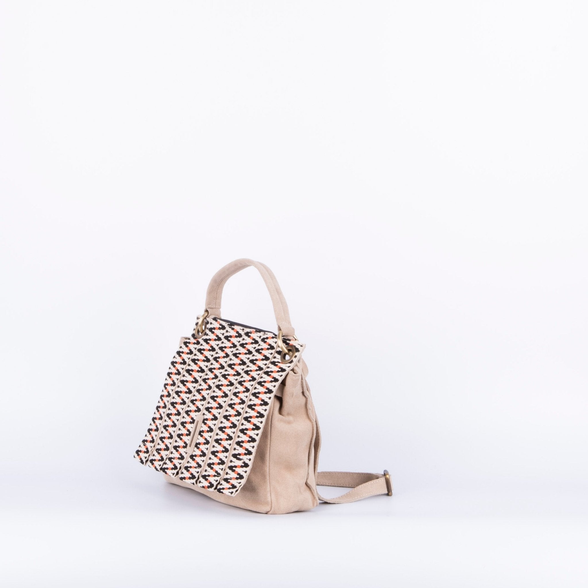 Sandy camoscio naturale + nastro boho - borsa a tracolla beige - Marta Ray