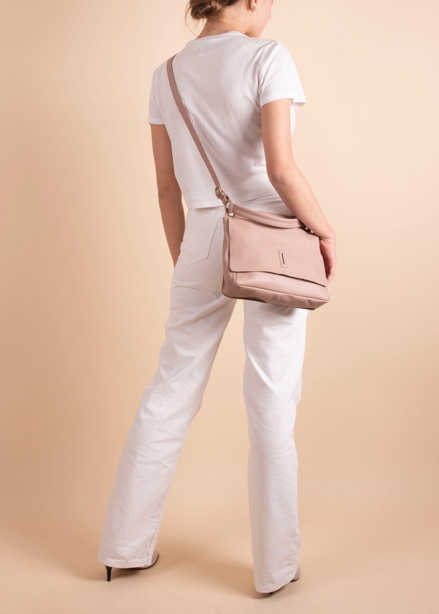 Sandy mousse nudo - borsa a tracolla piccola in pelle beige - Marta Ray