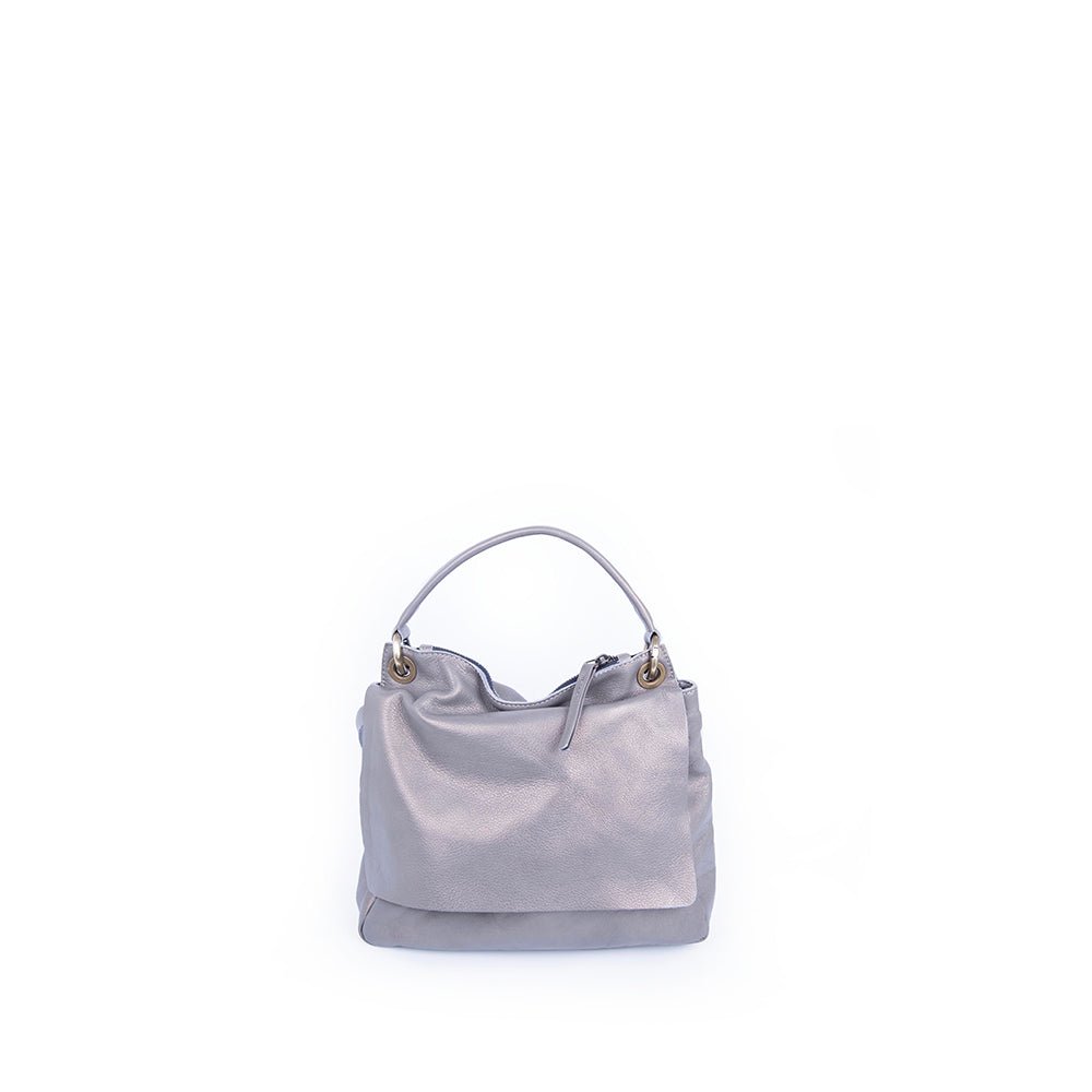 Sandy mousse perlato canna di fucile - borsa a tracolla piccola in pelle grigio - Marta Ray