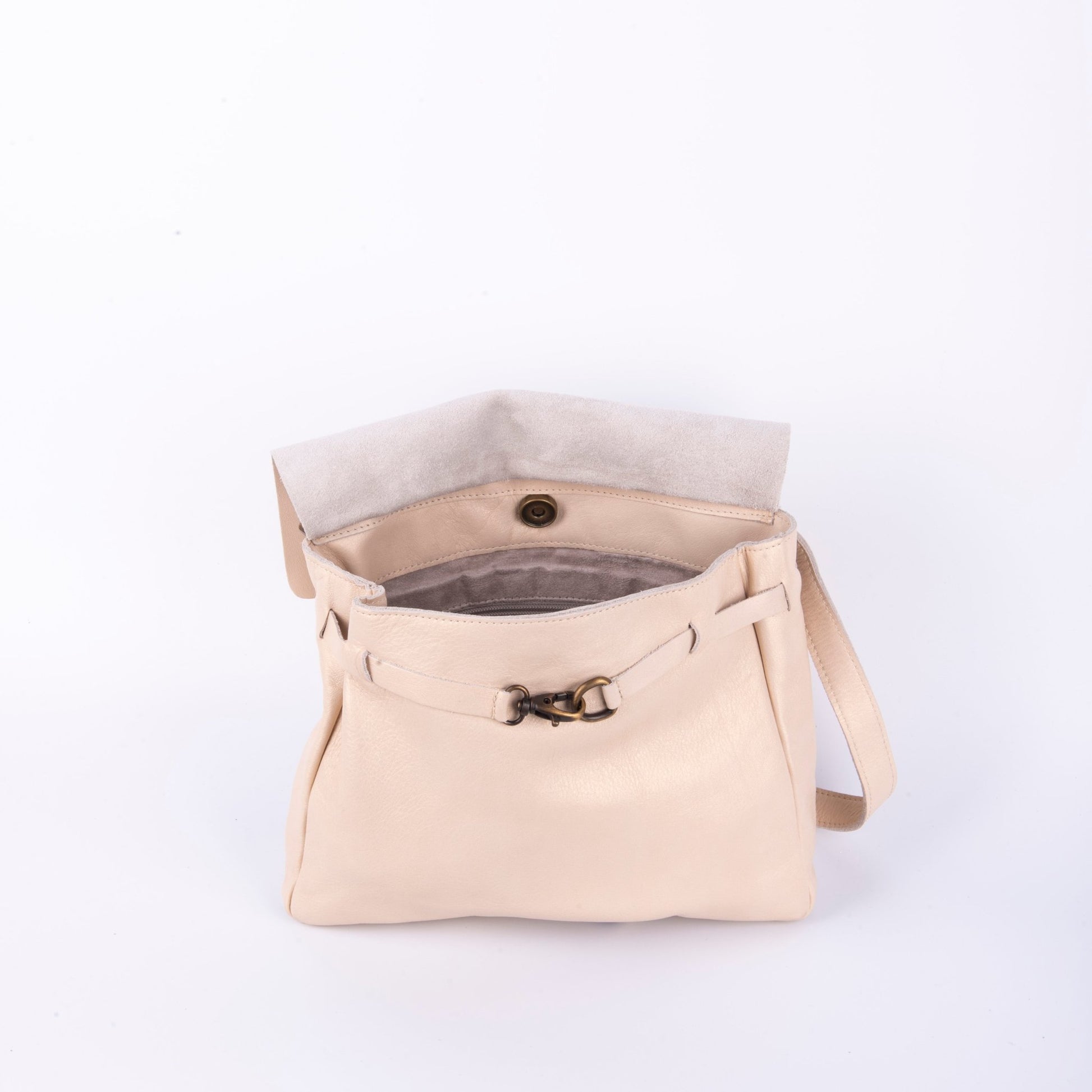Sandy mousse perlato latte macchiato -borsa a tracolla piccola in pelle bianca - Marta Ray