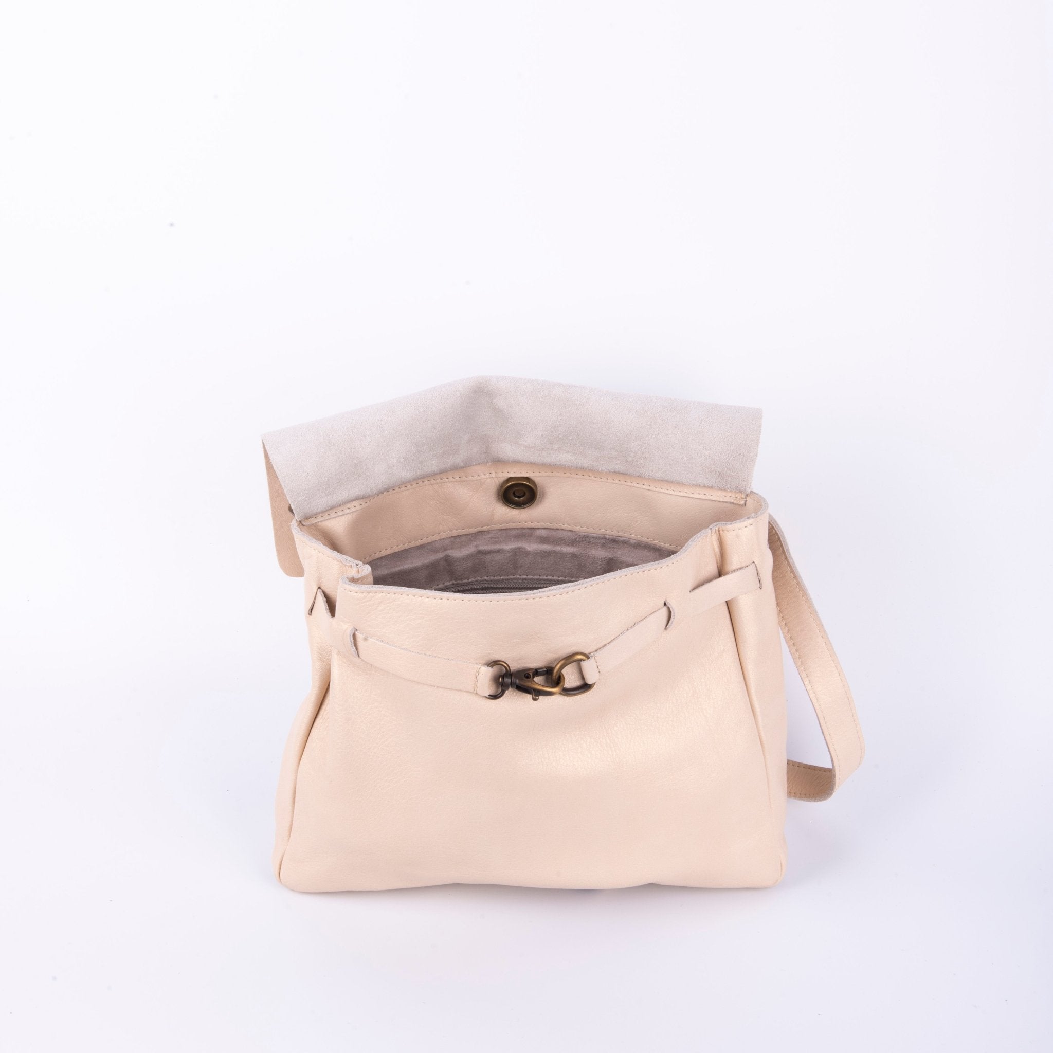 Sandy mousse perlato latte macchiato -borsa a tracolla piccola in pelle bianca - Marta Ray