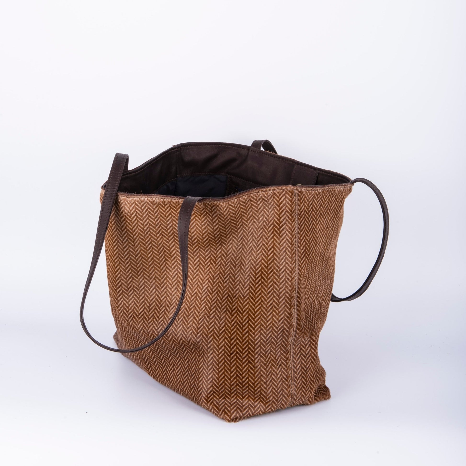 Sansa cavallino beige spiga tdm - shopper grande a spalla in pelle beige - Marta Ray