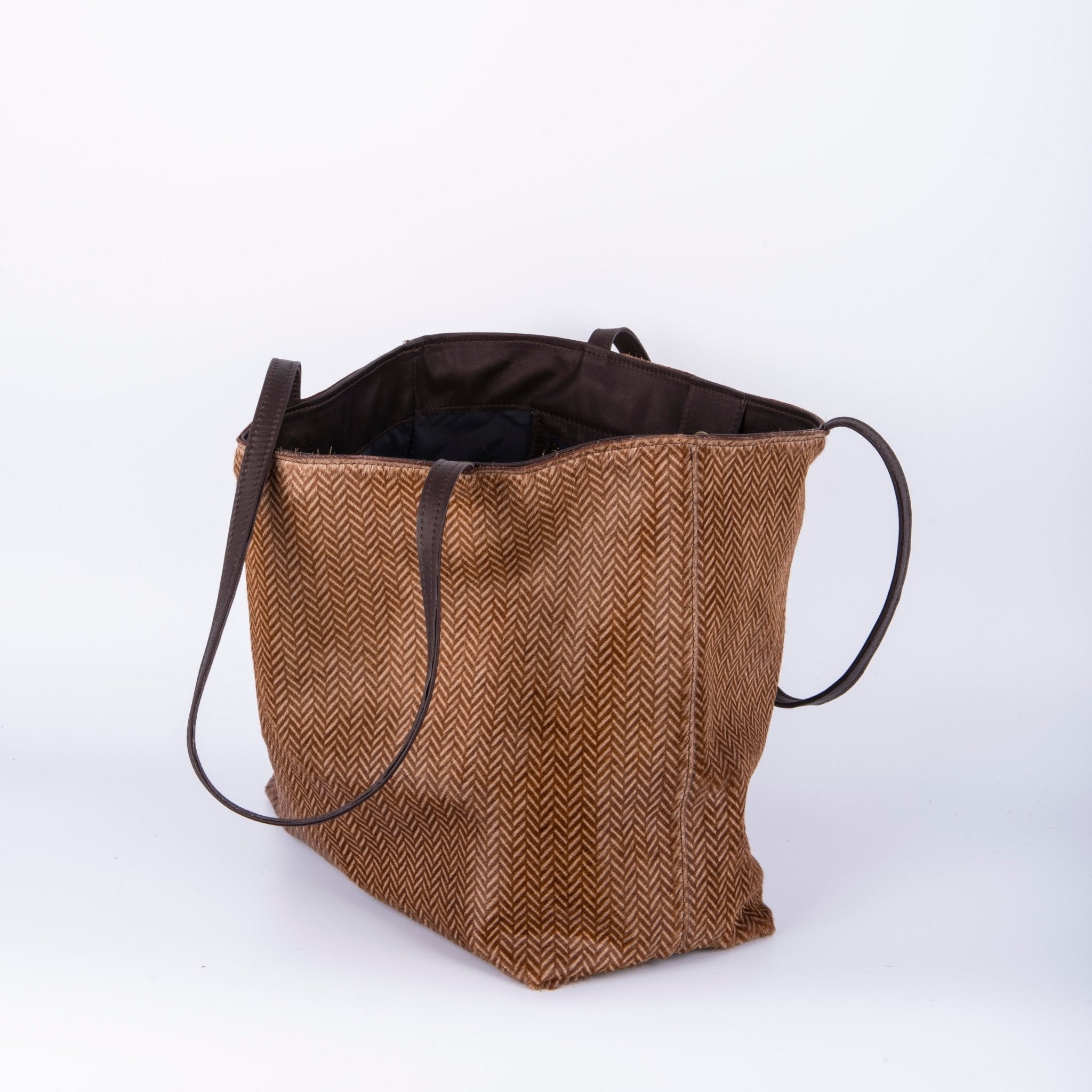 Sansa cavallino beige spiga tdm - shopper grande a spalla in pelle beige - Marta Ray