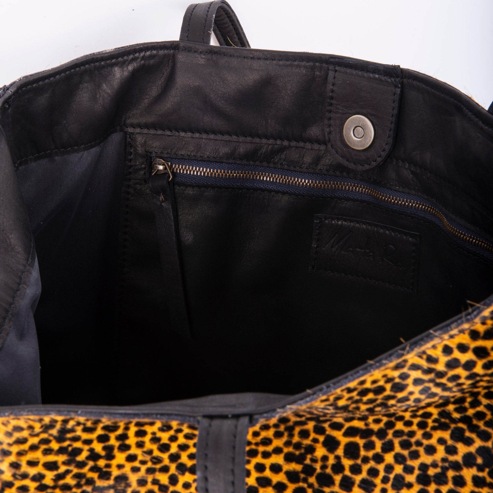 Sansa cavallino nero giallo maculato - shopper grande a spalla in pelle - Marta Ray