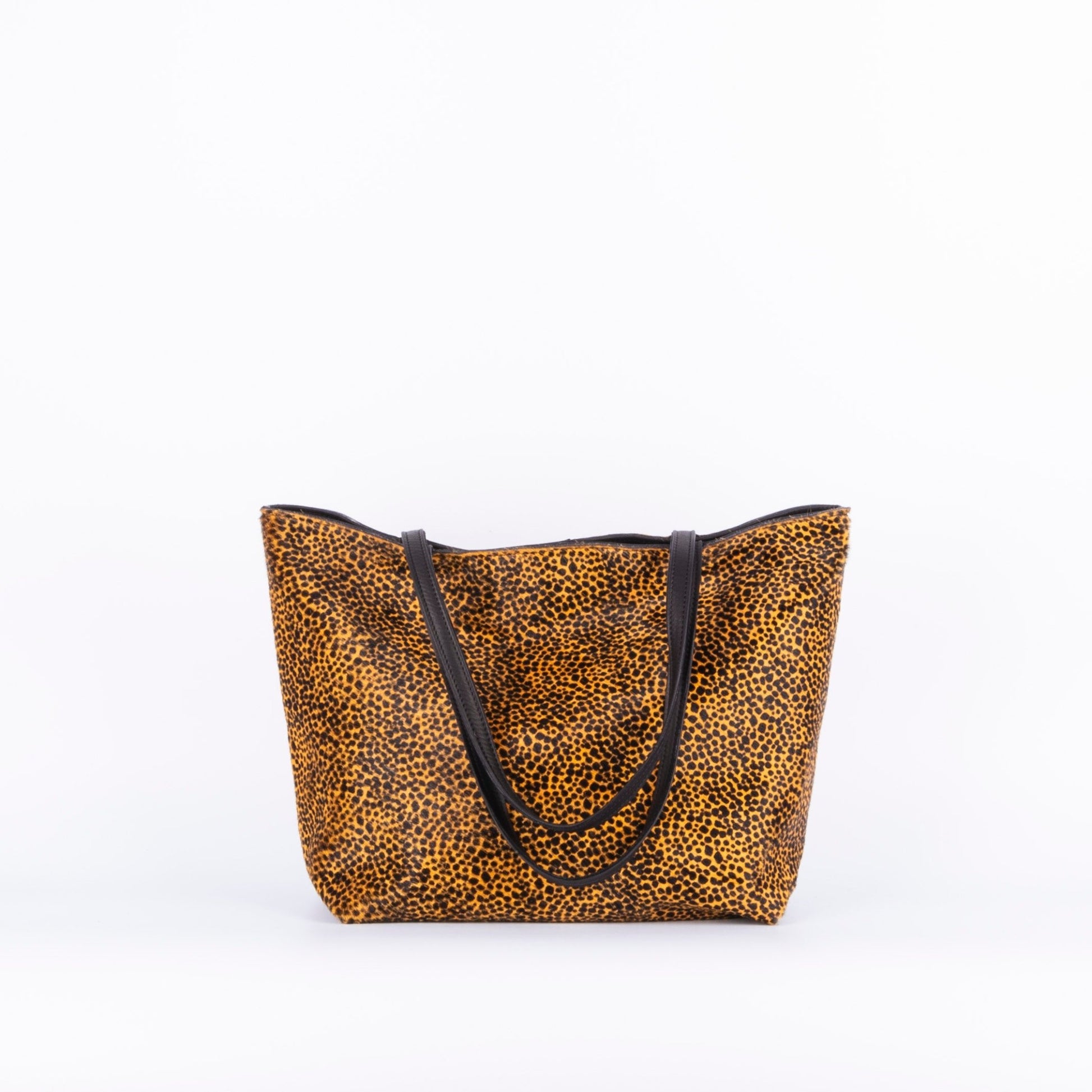 Sansa cavallino nero giallo maculato - shopper grande a spalla in pelle - Marta Ray