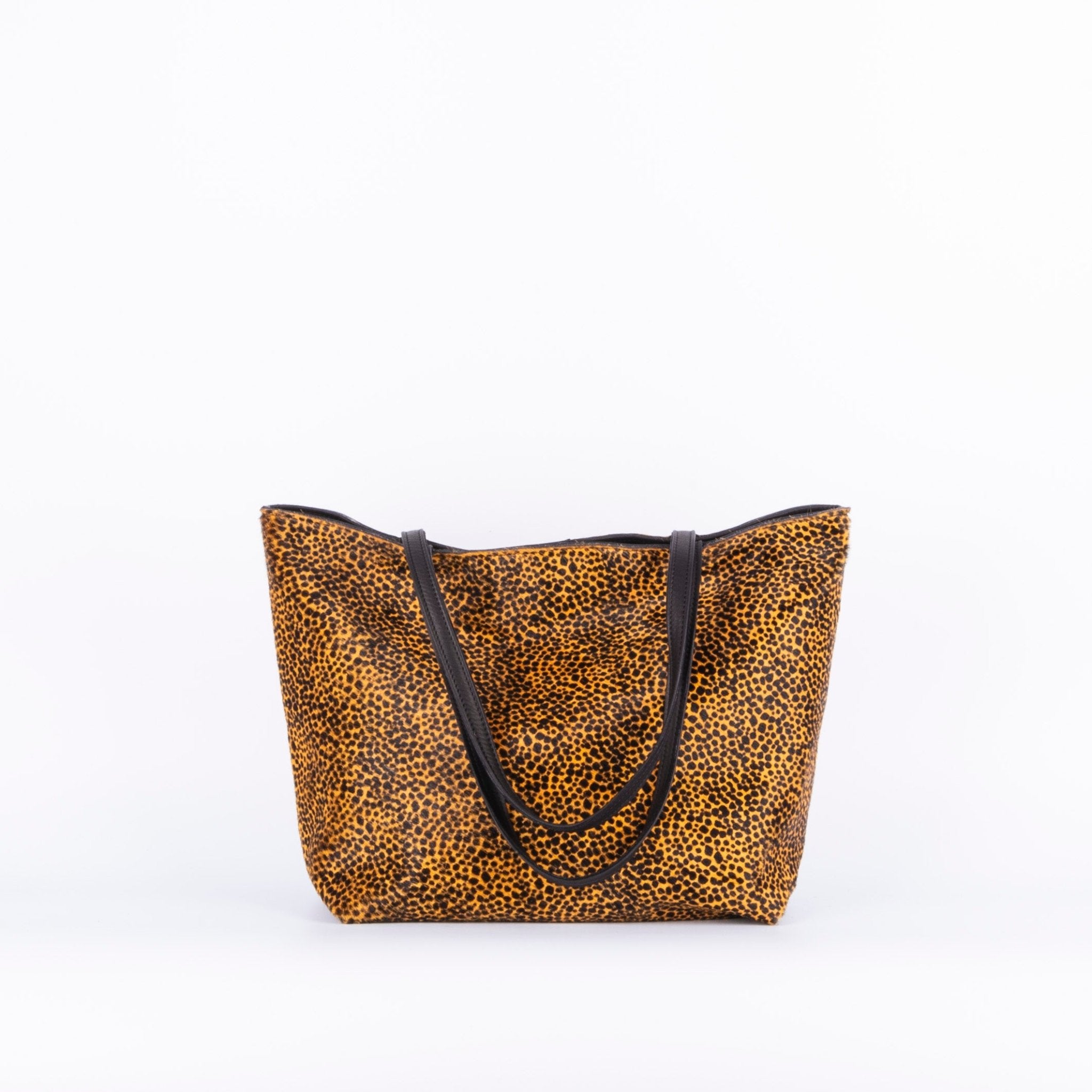 Sansa cavallino nero giallo maculato - shopper grande a spalla in pelle - Marta Ray