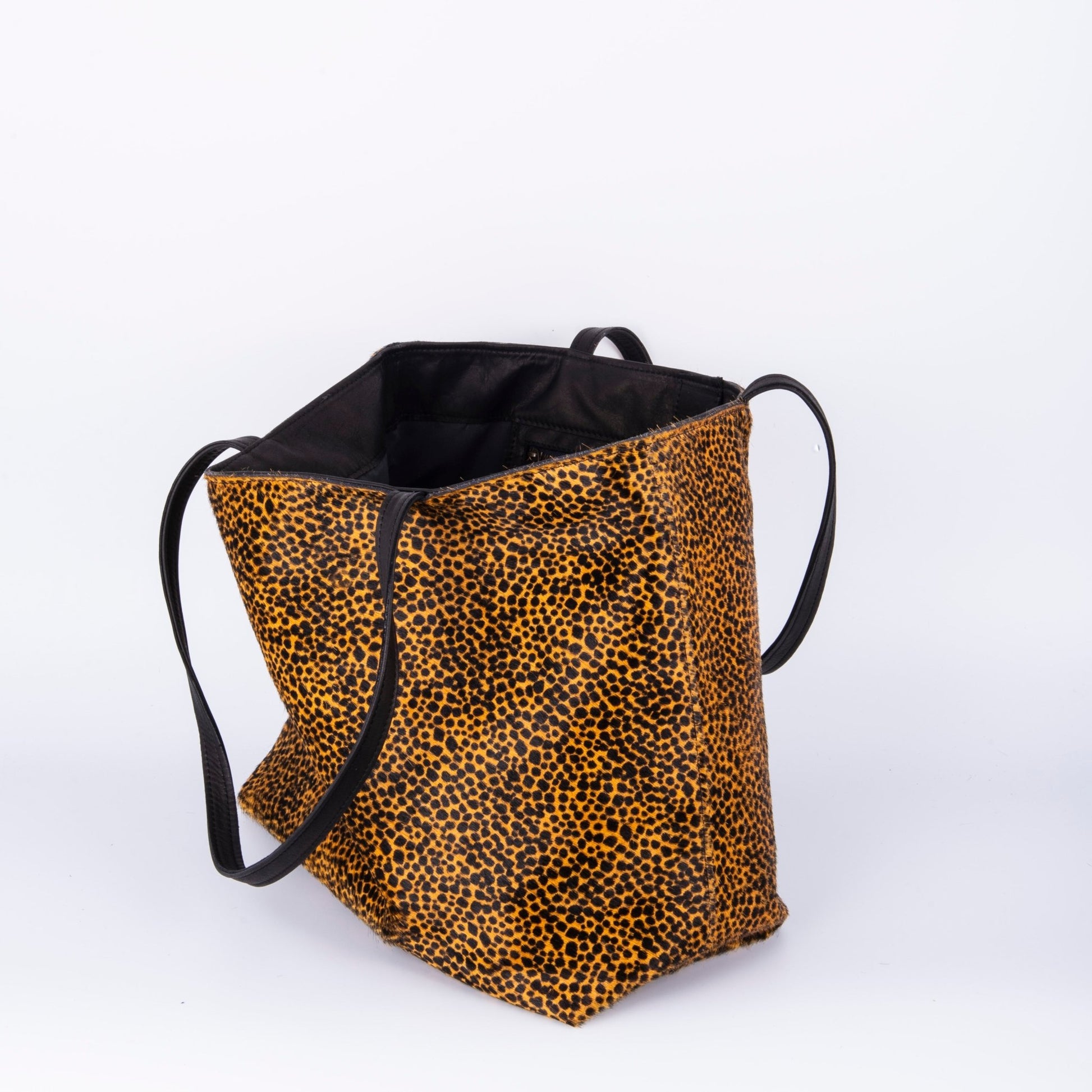 Sansa cavallino nero giallo maculato - shopper grande a spalla in pelle - Marta Ray