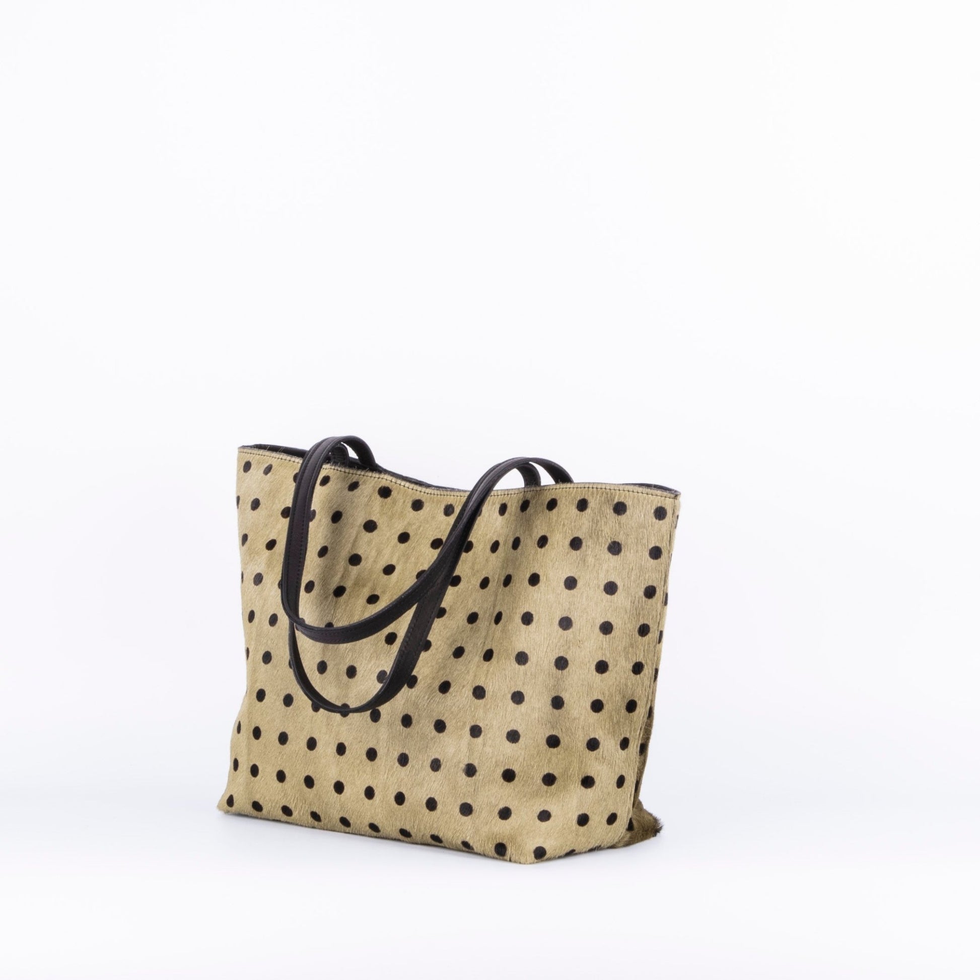 Sansa cavallino verde pois nero - shopper grande a spalla in pelle - Marta Ray