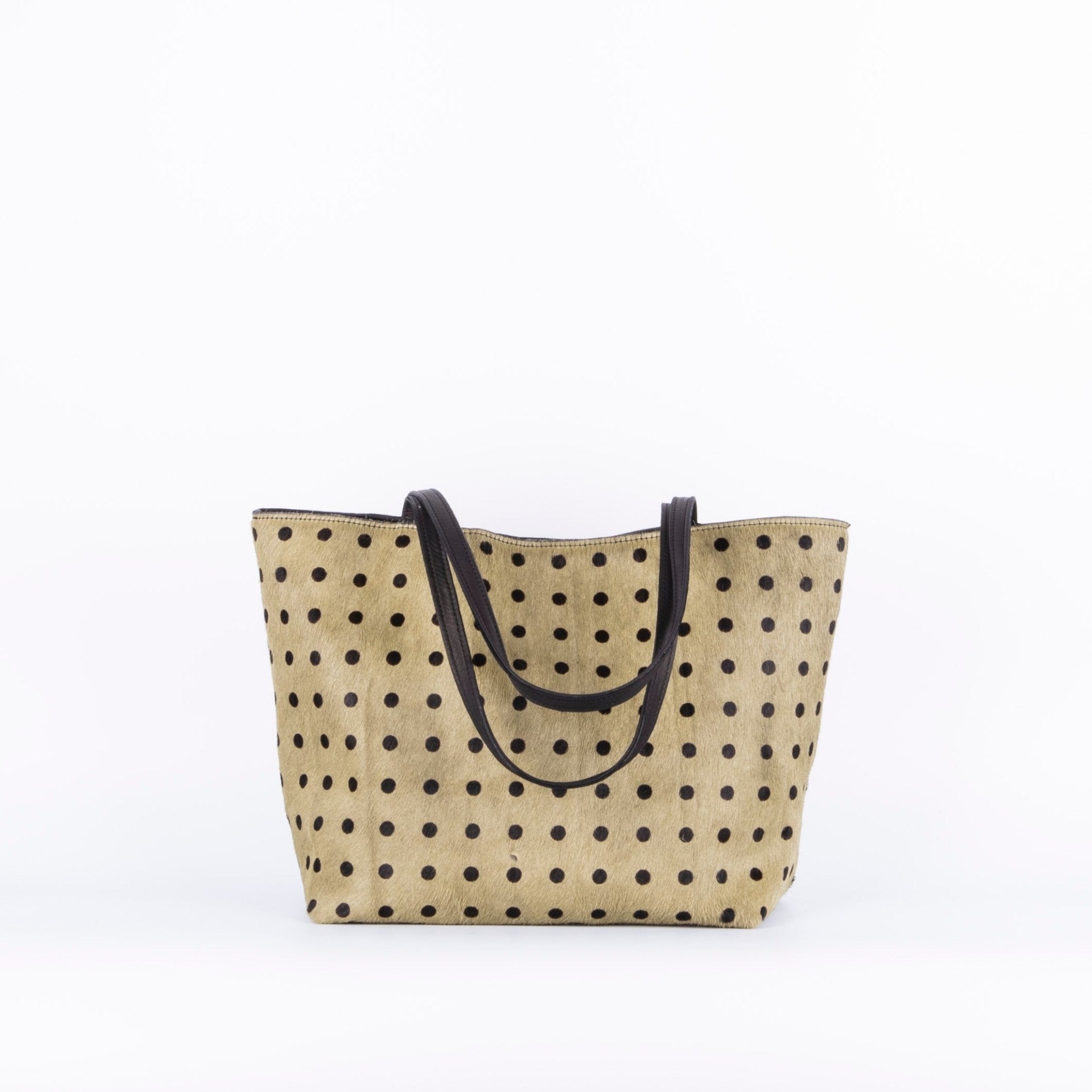 Sansa cavallino verde pois nero - shopper grande a spalla in pelle - Marta Ray