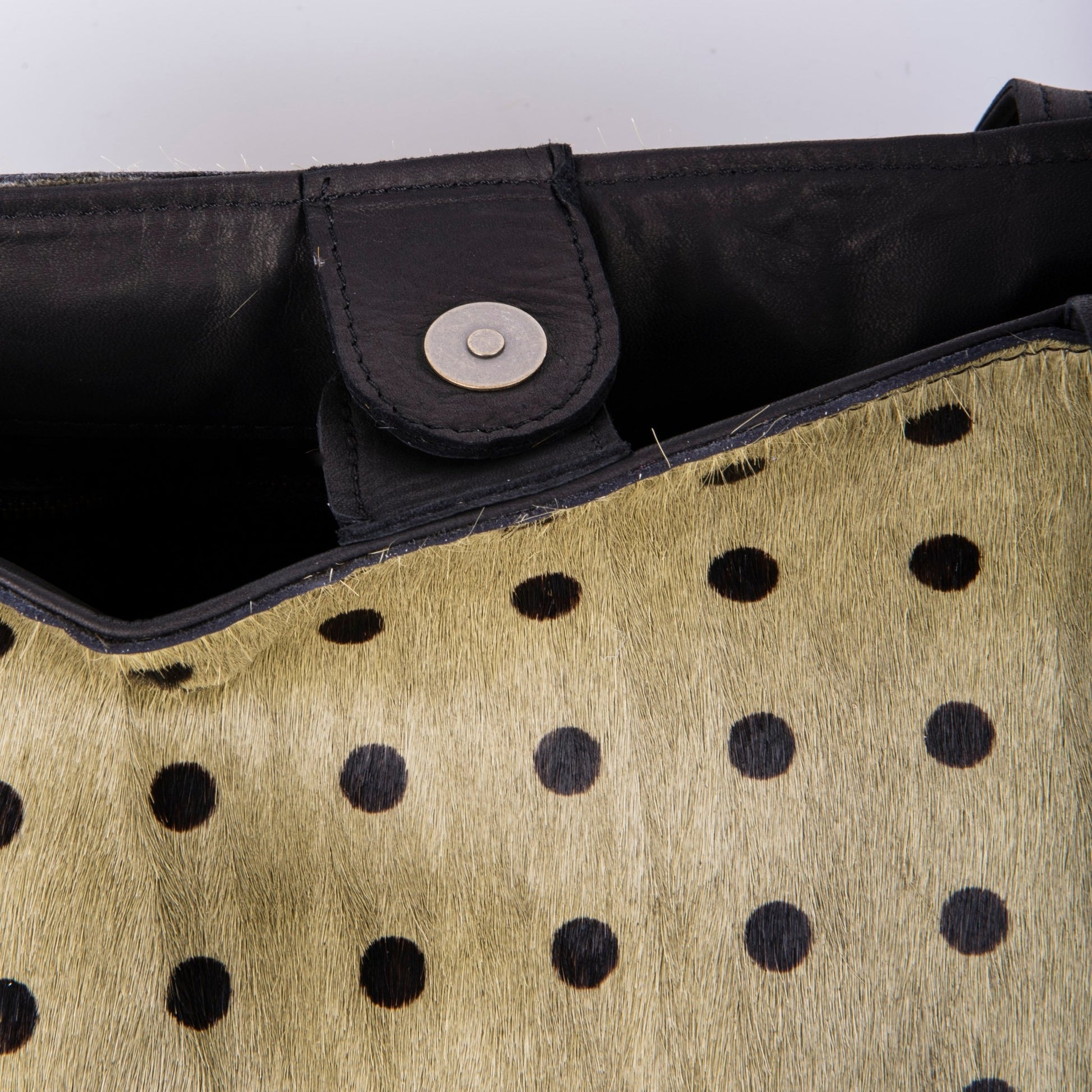 Sansa cavallino verde pois nero - shopper grande a spalla in pelle - Marta Ray