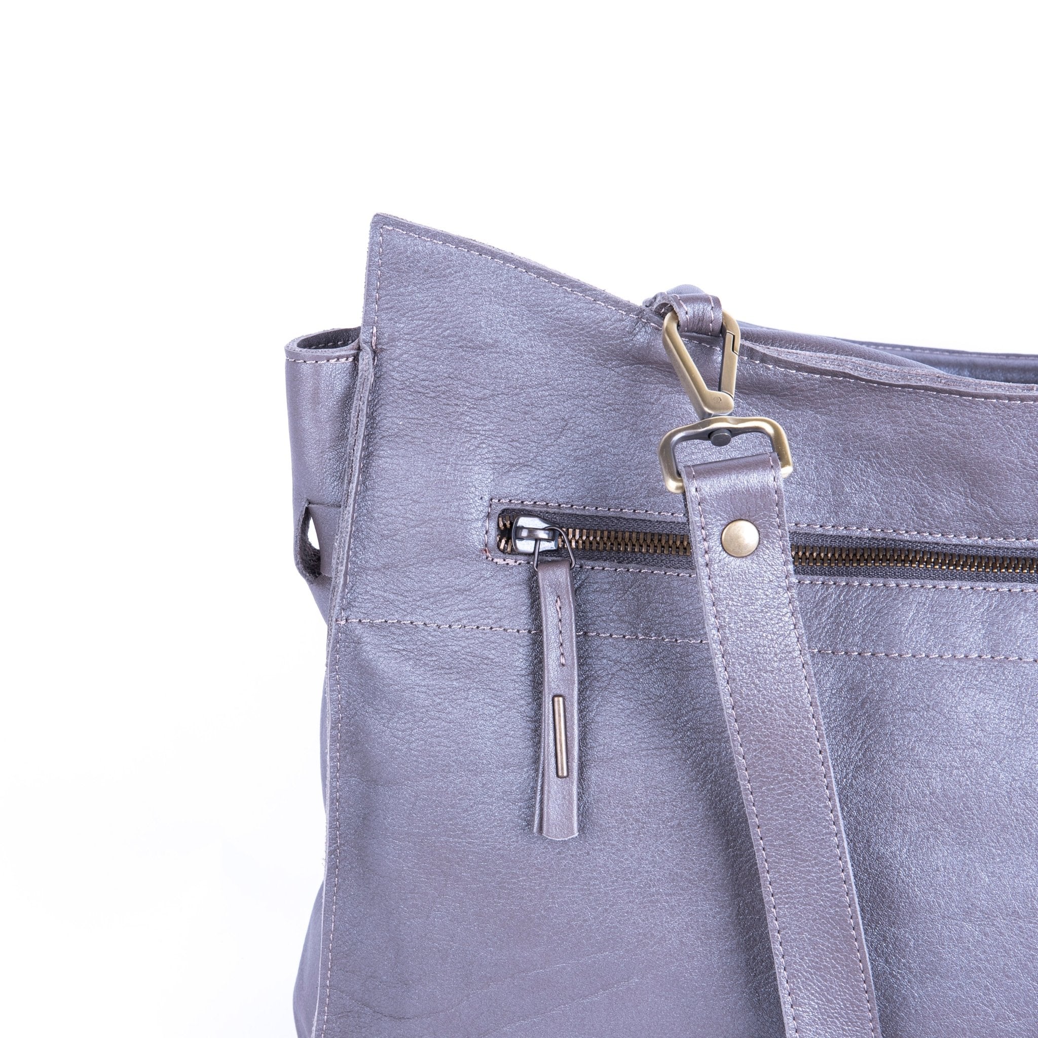 Selma mousse perlato smog silver - borsa a tracolla in pelle grigia - Marta Ray