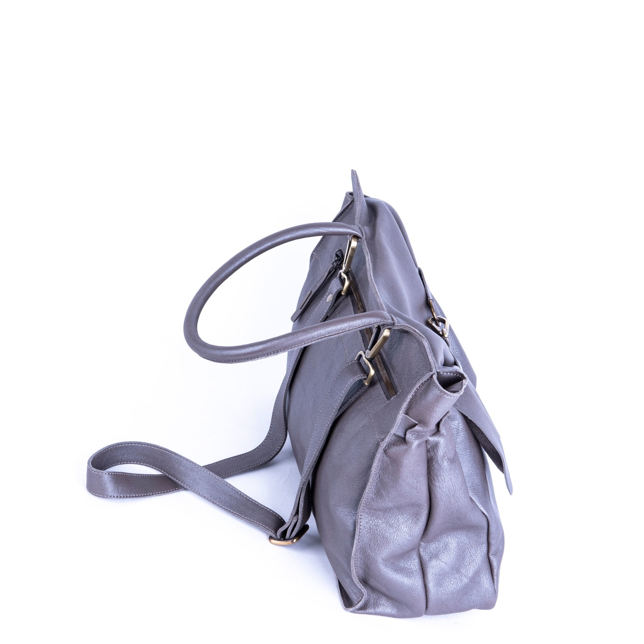 Selma mousse perlato smog silver - borsa a tracolla in pelle grigia - Marta Ray