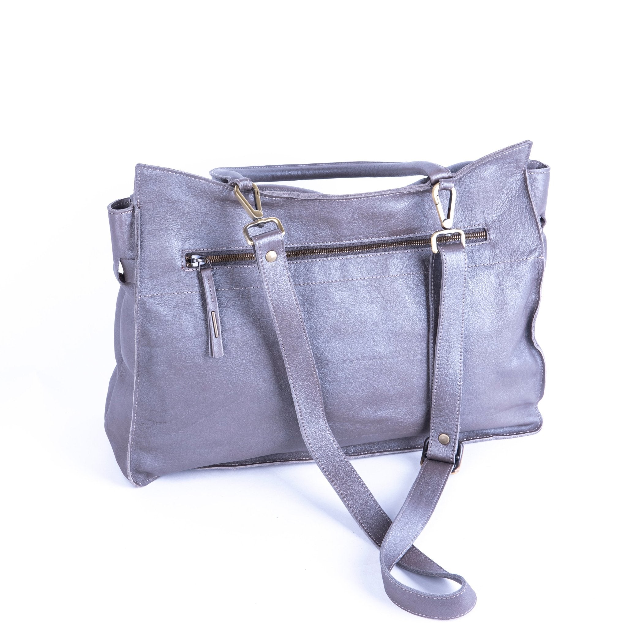 Selma mousse perlato smog silver - borsa a tracolla in pelle grigia - Marta Ray