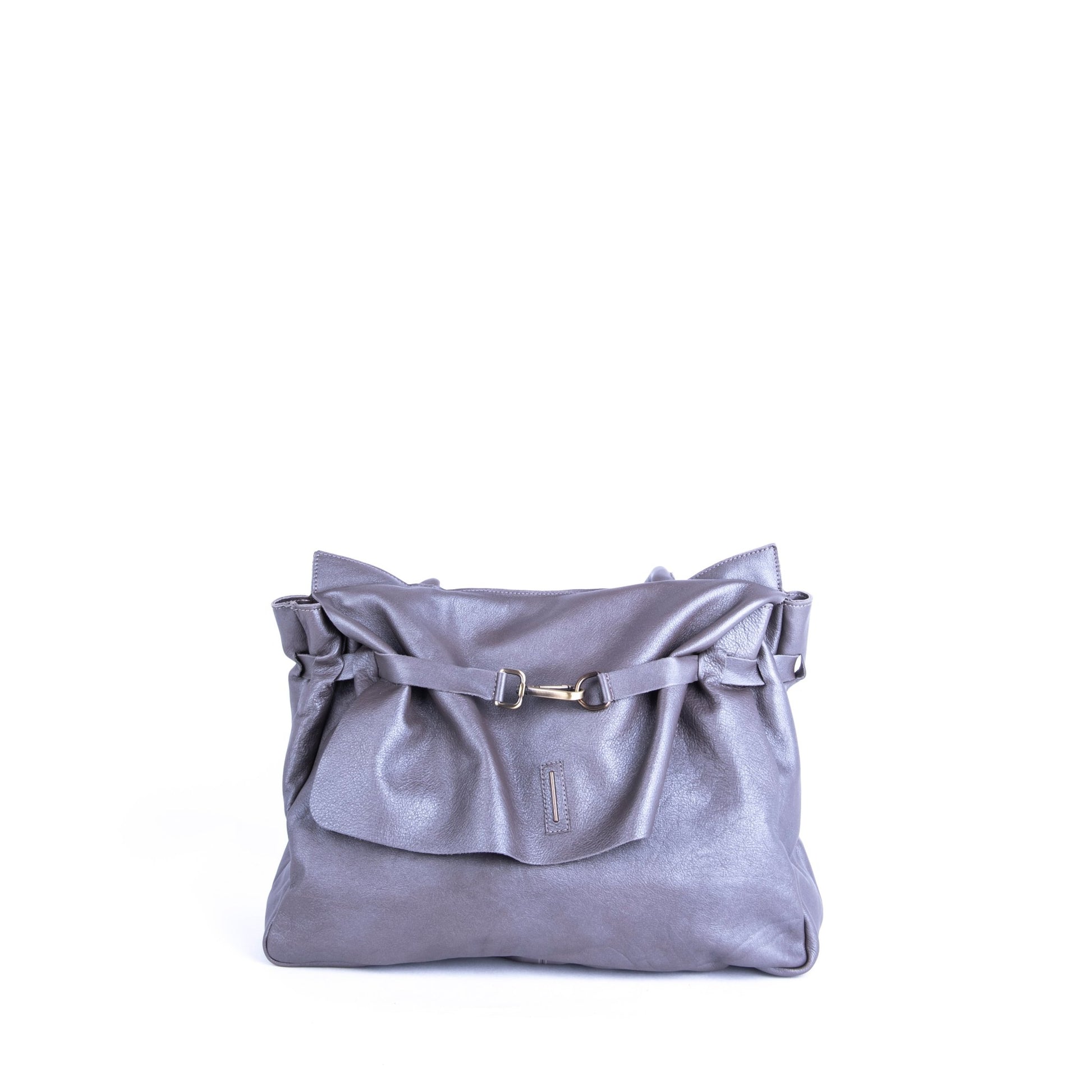 Selma mousse perlato smog silver - borsa a tracolla in pelle grigia - Marta Ray