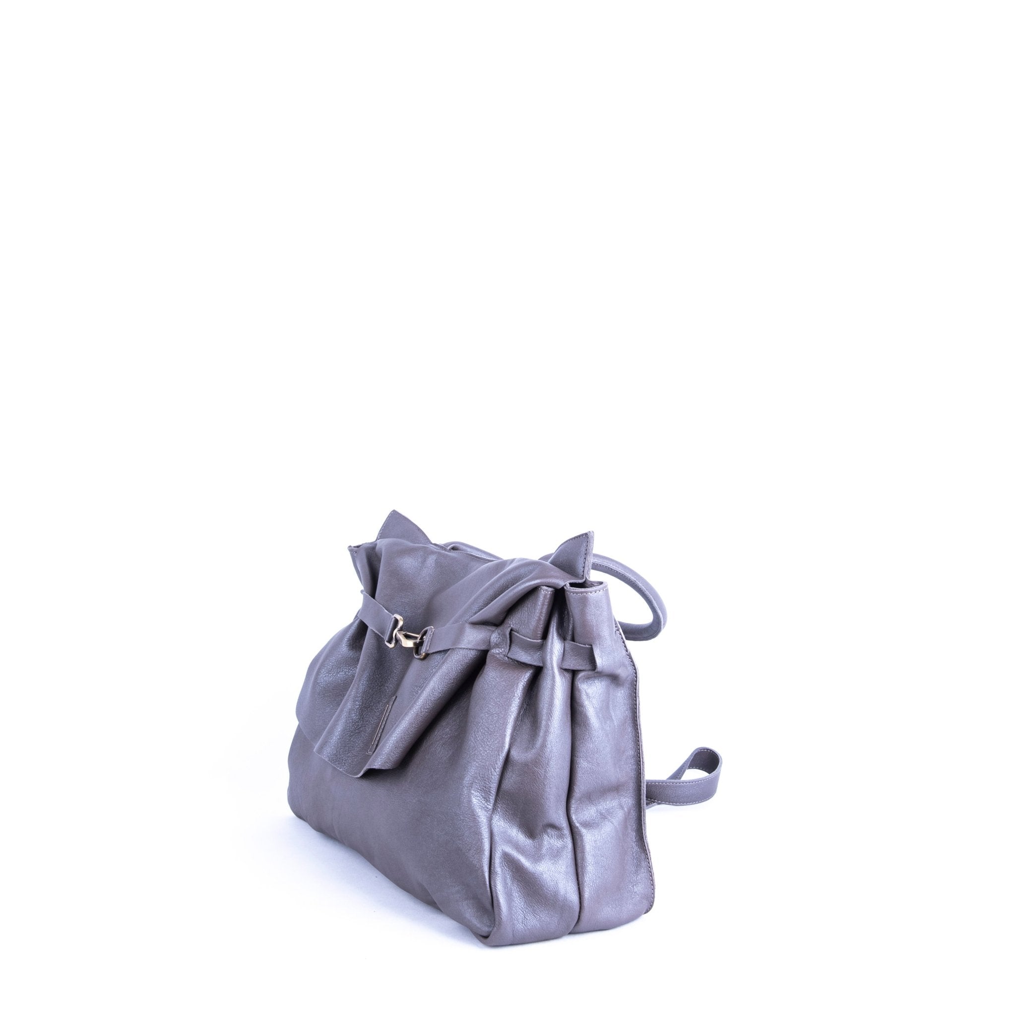 Selma mousse perlato smog silver - borsa a tracolla in pelle grigia - Marta Ray