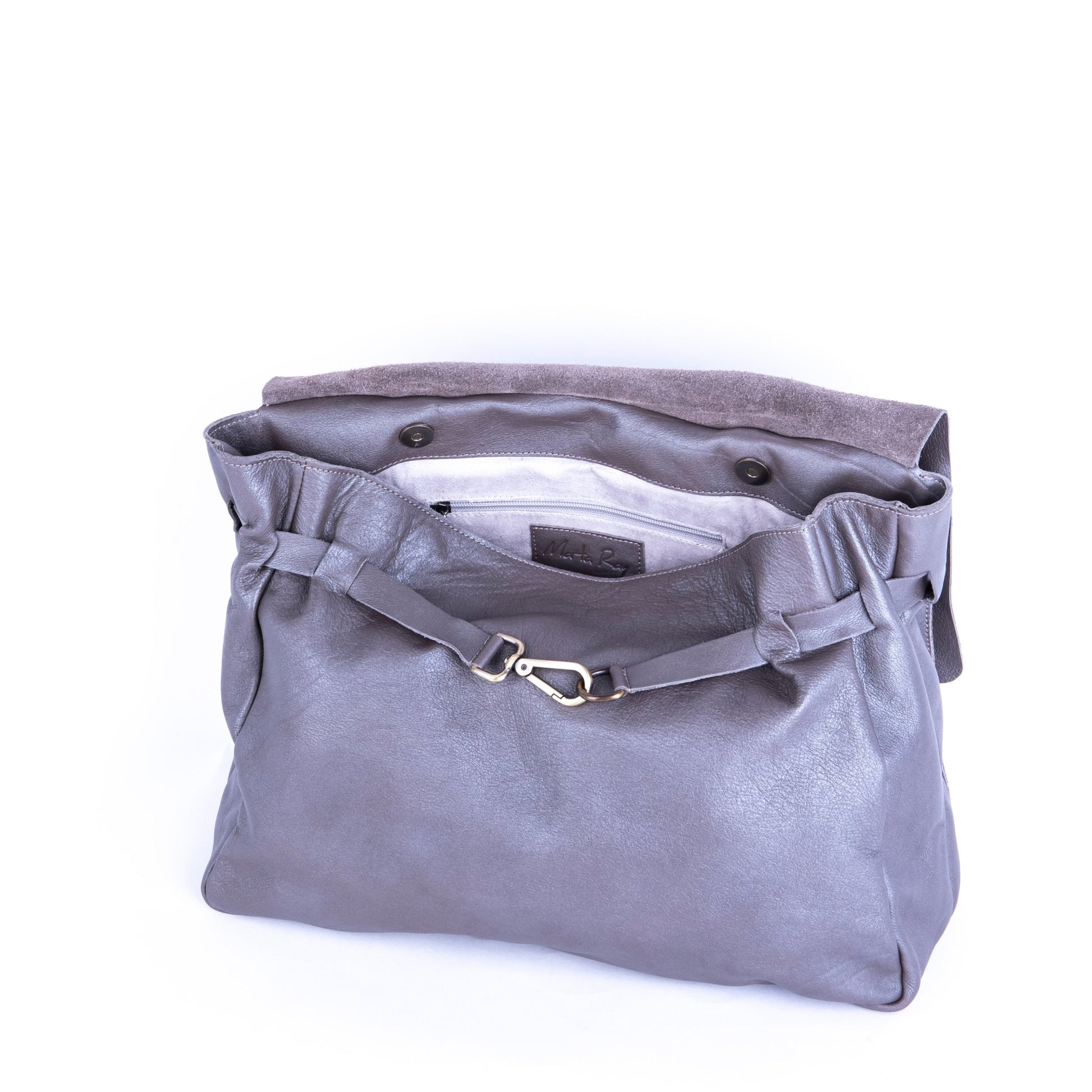 Selma mousse perlato smog silver - borsa a tracolla in pelle grigia - Marta Ray