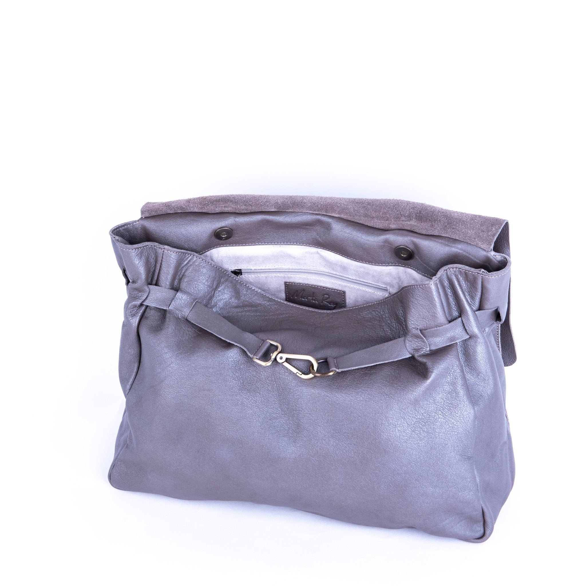Selma mousse perlato smog silver - borsa a tracolla in pelle grigia - Marta Ray