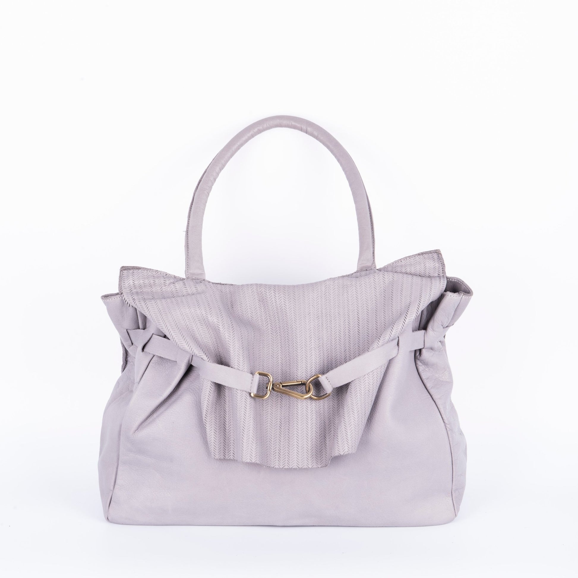 Selma mousse spighetta perla akoya - borsa spalla e tracolla in pelle grigio chiaro - Marta Ray