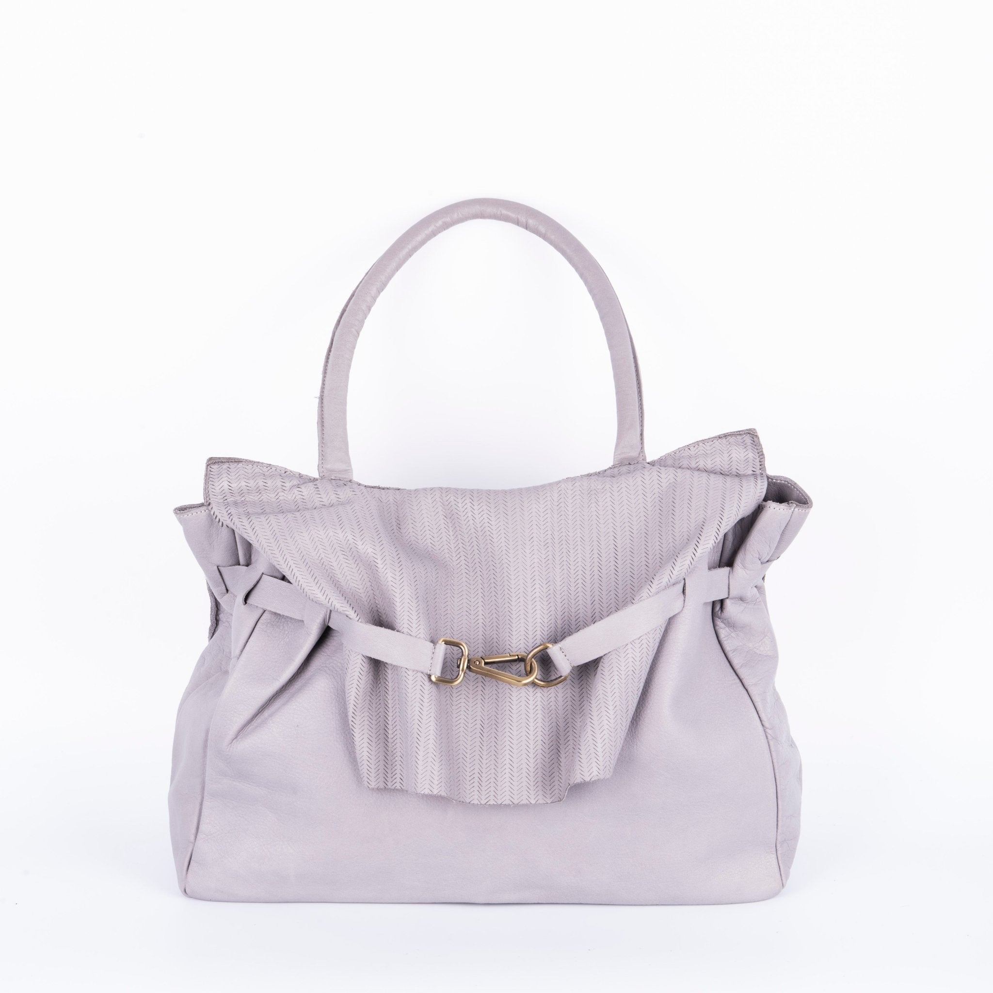 Selma mousse spighetta perla akoya - borsa spalla e tracolla in pelle grigio chiaro - Marta Ray