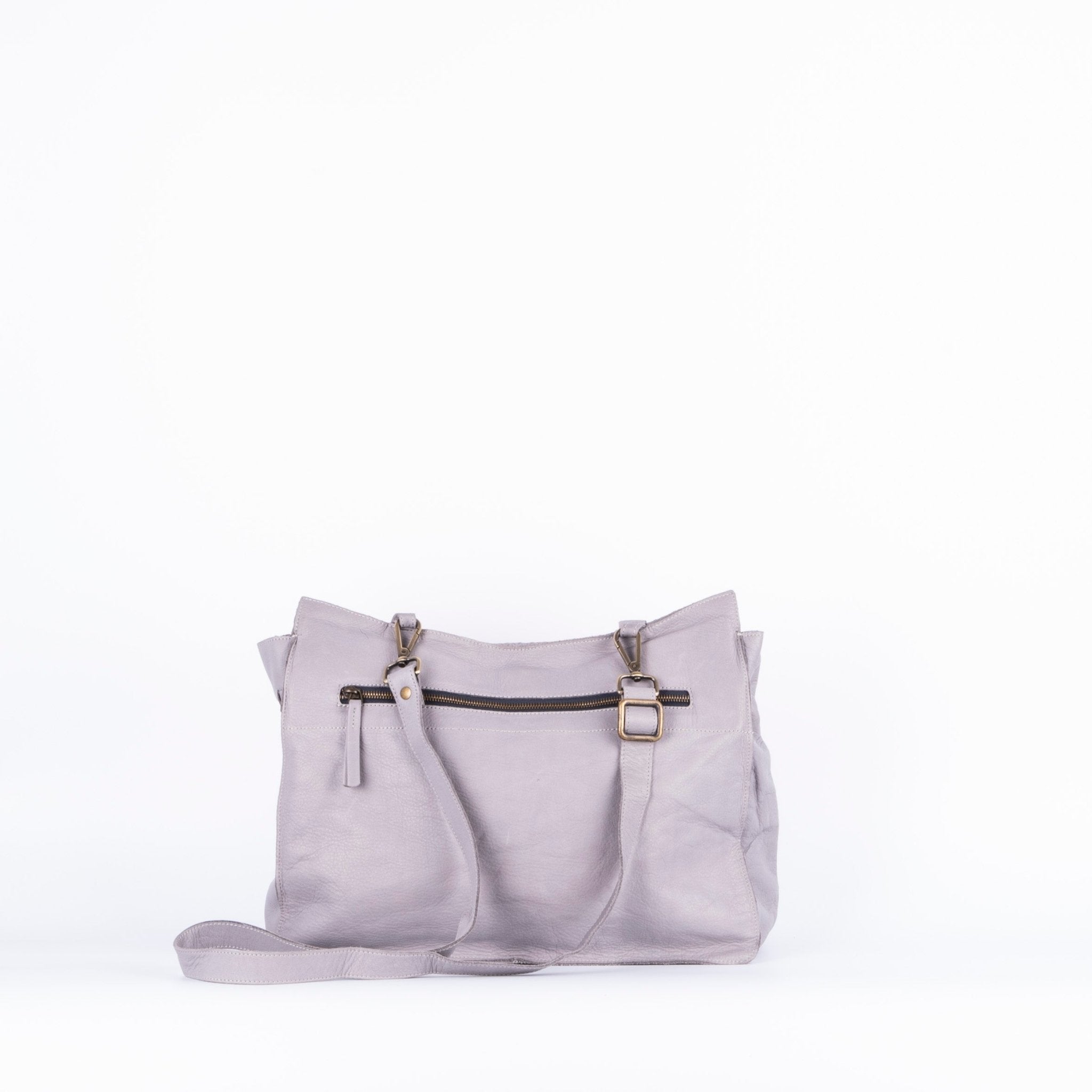 Selma mousse spighetta perla akoya - borsa spalla e tracolla in pelle grigio chiaro - Marta Ray