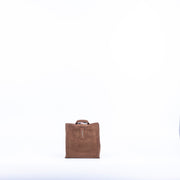 Sibilla camoscio + nastro boho cuoio - borsa make-up in pelle marrone - Marta Ray
