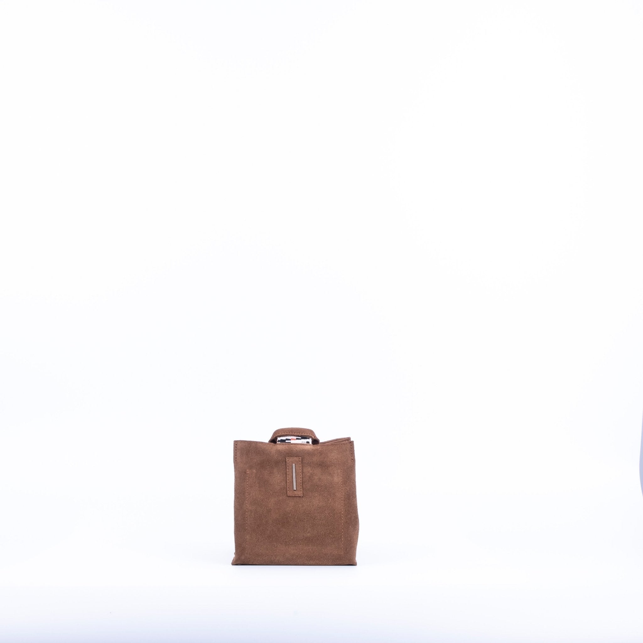 Sibilla camoscio + nastro boho cuoio - borsa make-up in pelle marrone - Marta Ray