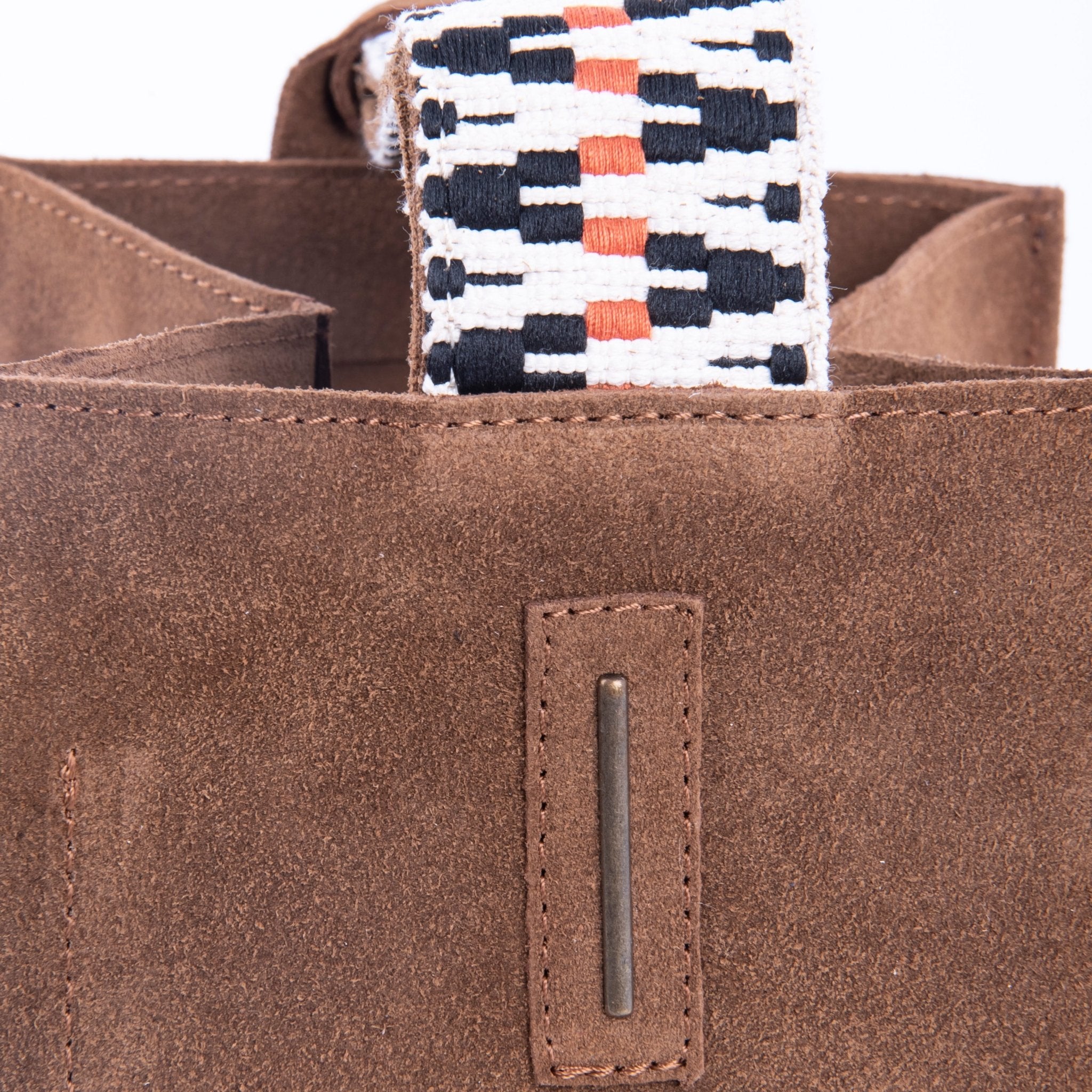 Sibilla camoscio + nastro boho cuoio - borsa make-up in pelle marrone - Marta Ray