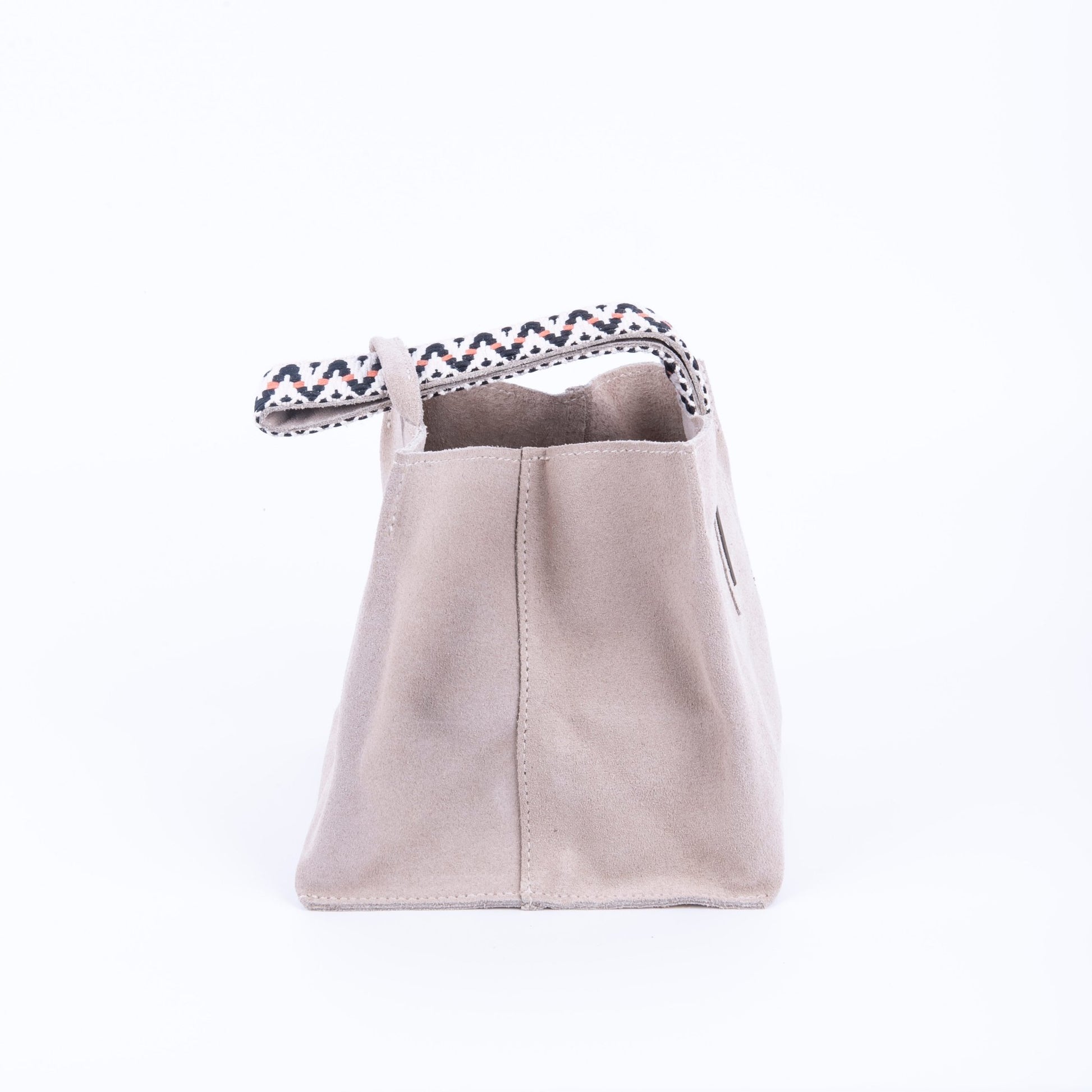Sibilla camoscio + nastro boho naturale - borsa make-up in pelle beige - Marta Ray