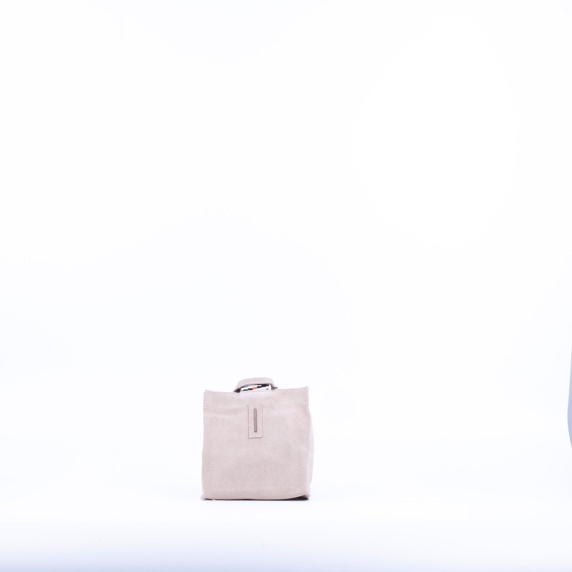 Sibilla camoscio + nastro boho naturale - borsa make-up in pelle beige - Marta Ray