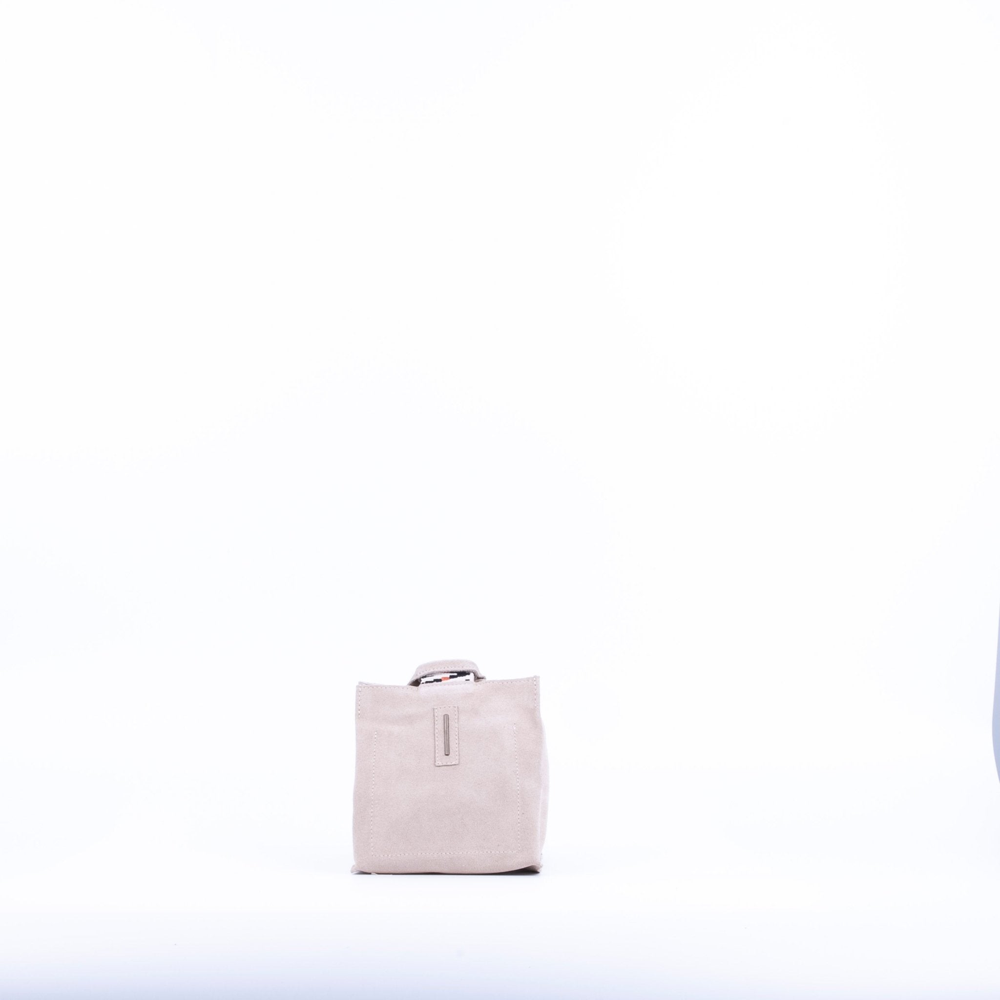 Sibilla camoscio + nastro boho naturale - borsa make-up in pelle beige - Marta Ray