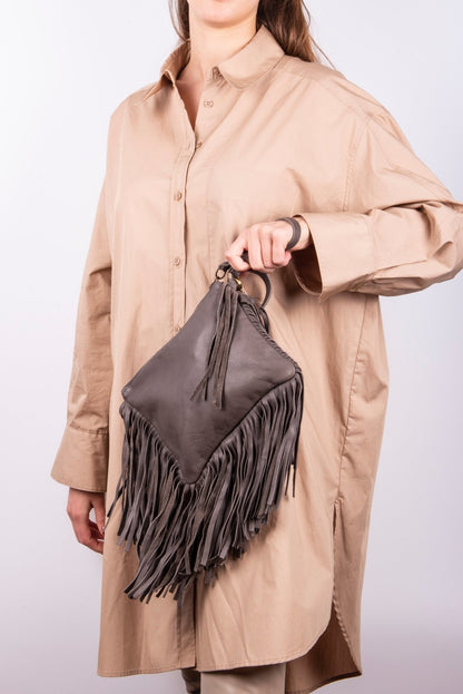 Sissy mousse grigio - pochette a tracolla in pelle grigia - Marta Ray