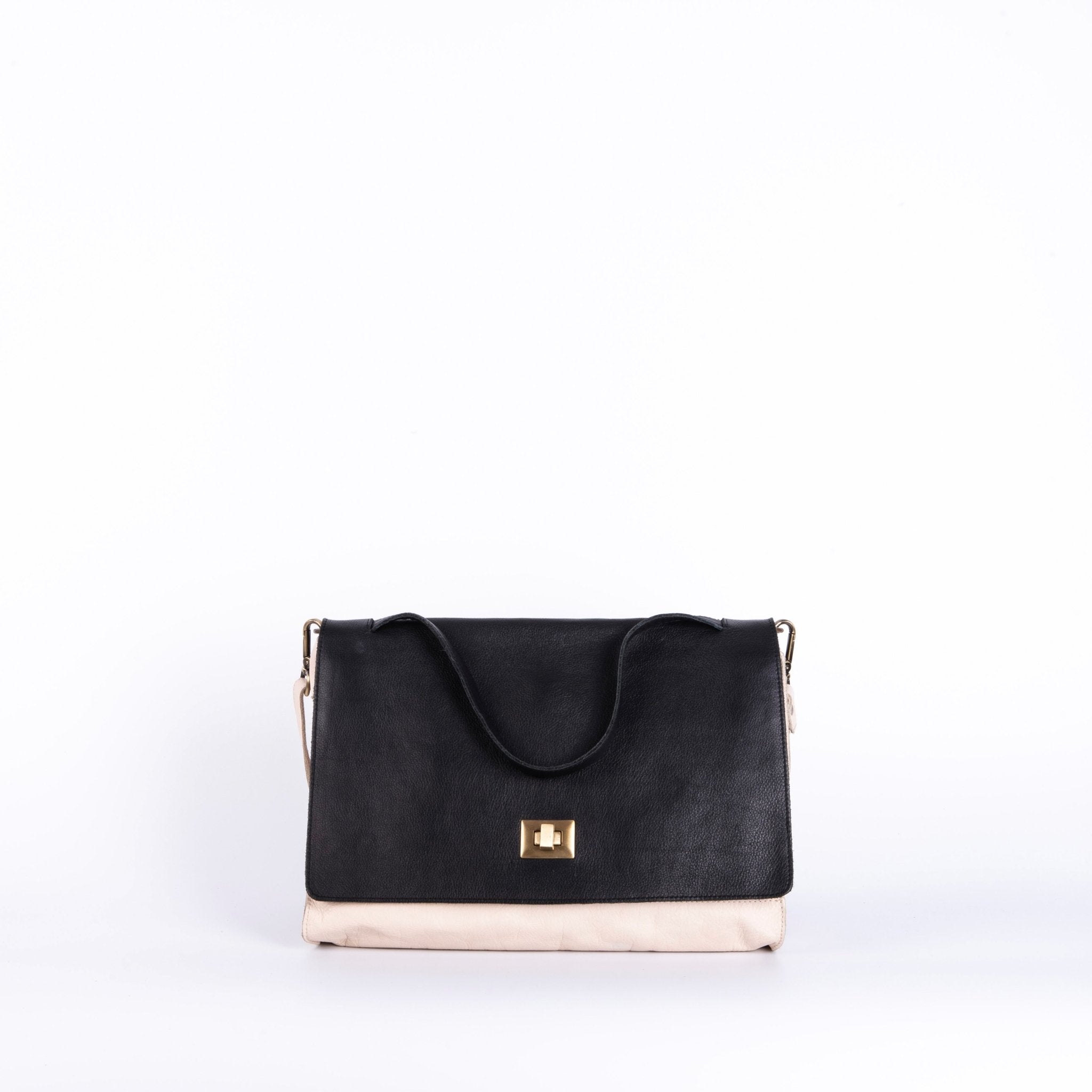 Stacy multicolor mousse nero + latte macchiato - borsa cartella grande a tracolla nera e bianca - Marta Ray