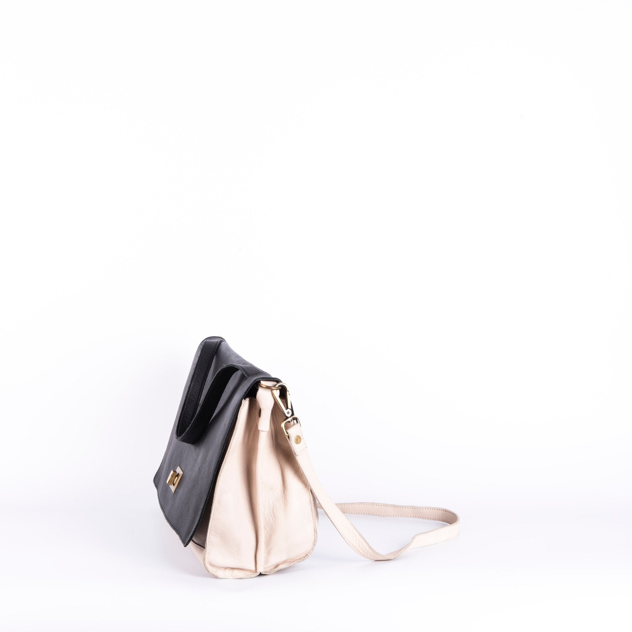 Stacy multicolor mousse nero + latte macchiato - borsa cartella grande a tracolla nera e bianca - Marta Ray