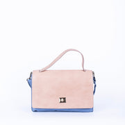 Stacy multicolor mousse nocciola + pioggia - borsa cartella grande in pelle beige e blu - Marta Ray