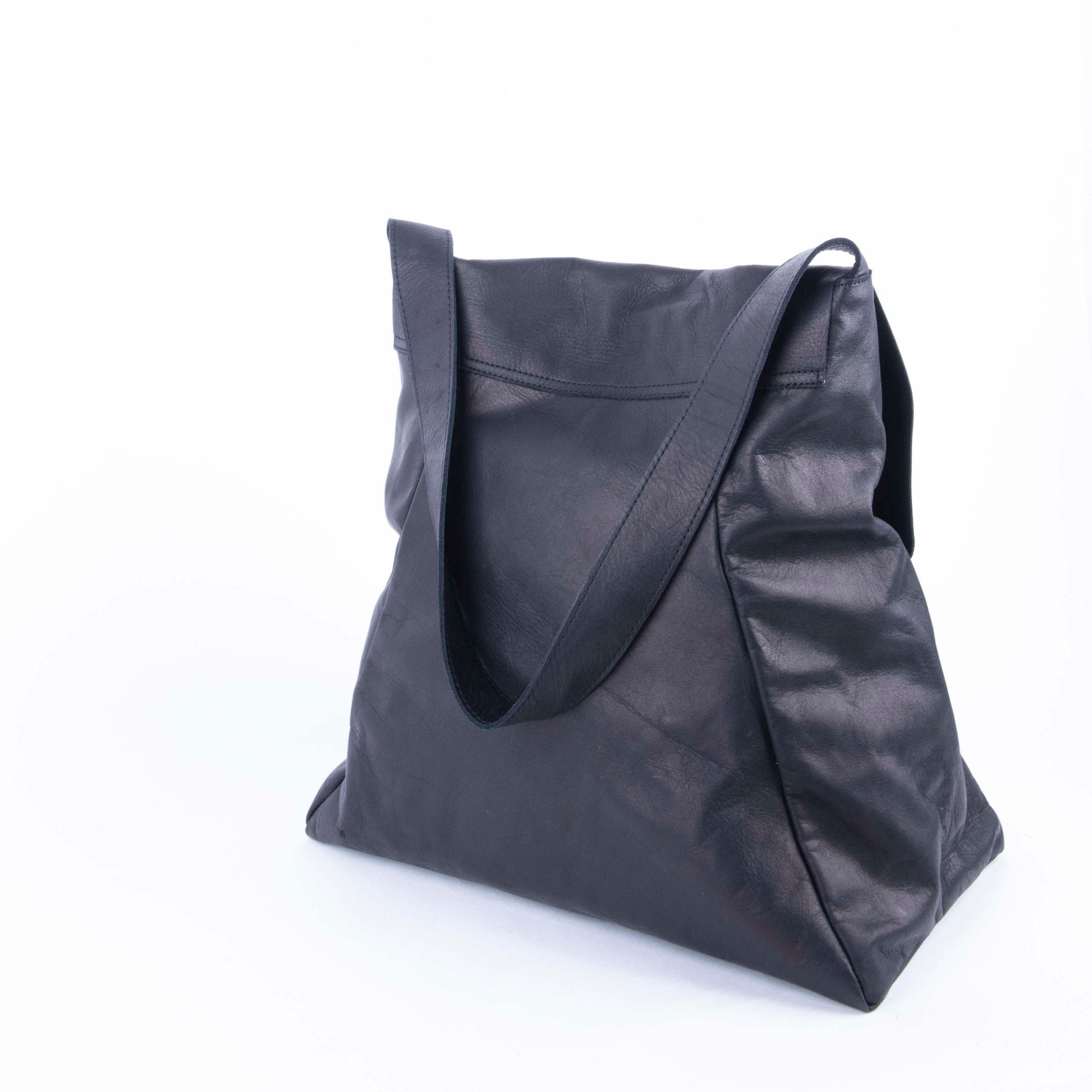 Stella cerato nero - borsa shopping in pelle nera - Marta Ray