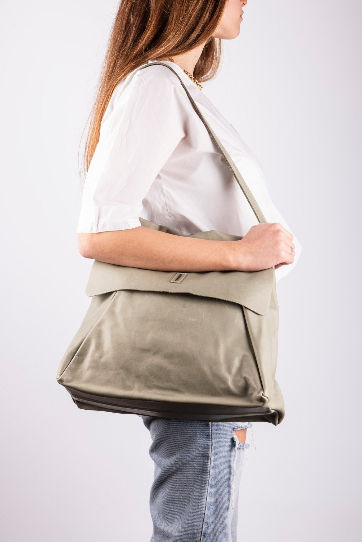 Stella mousse edera - borsa in spalla in pelle verde - Marta Ray
