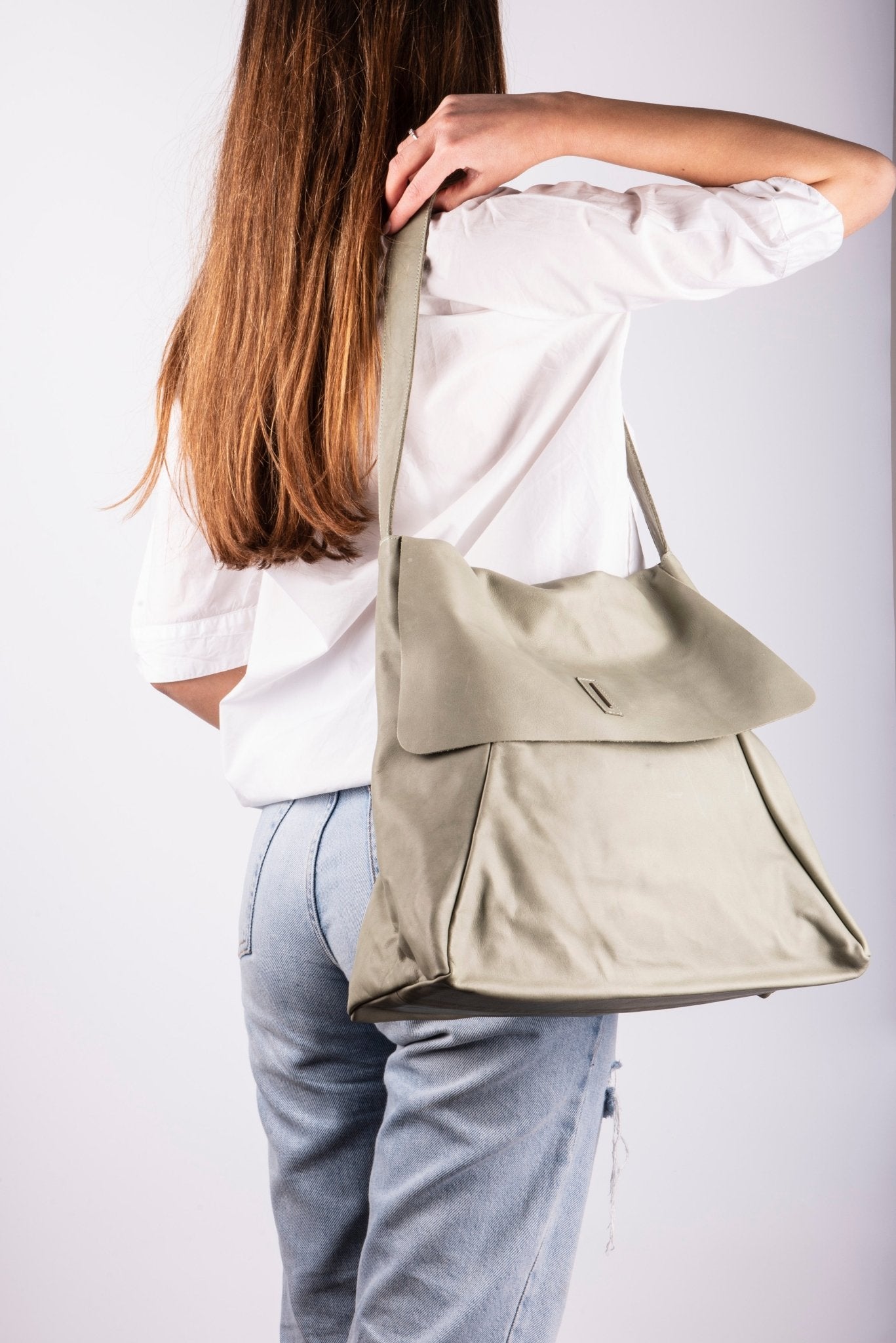 Stella mousse edera - borsa in spalla in pelle verde - Marta Ray
