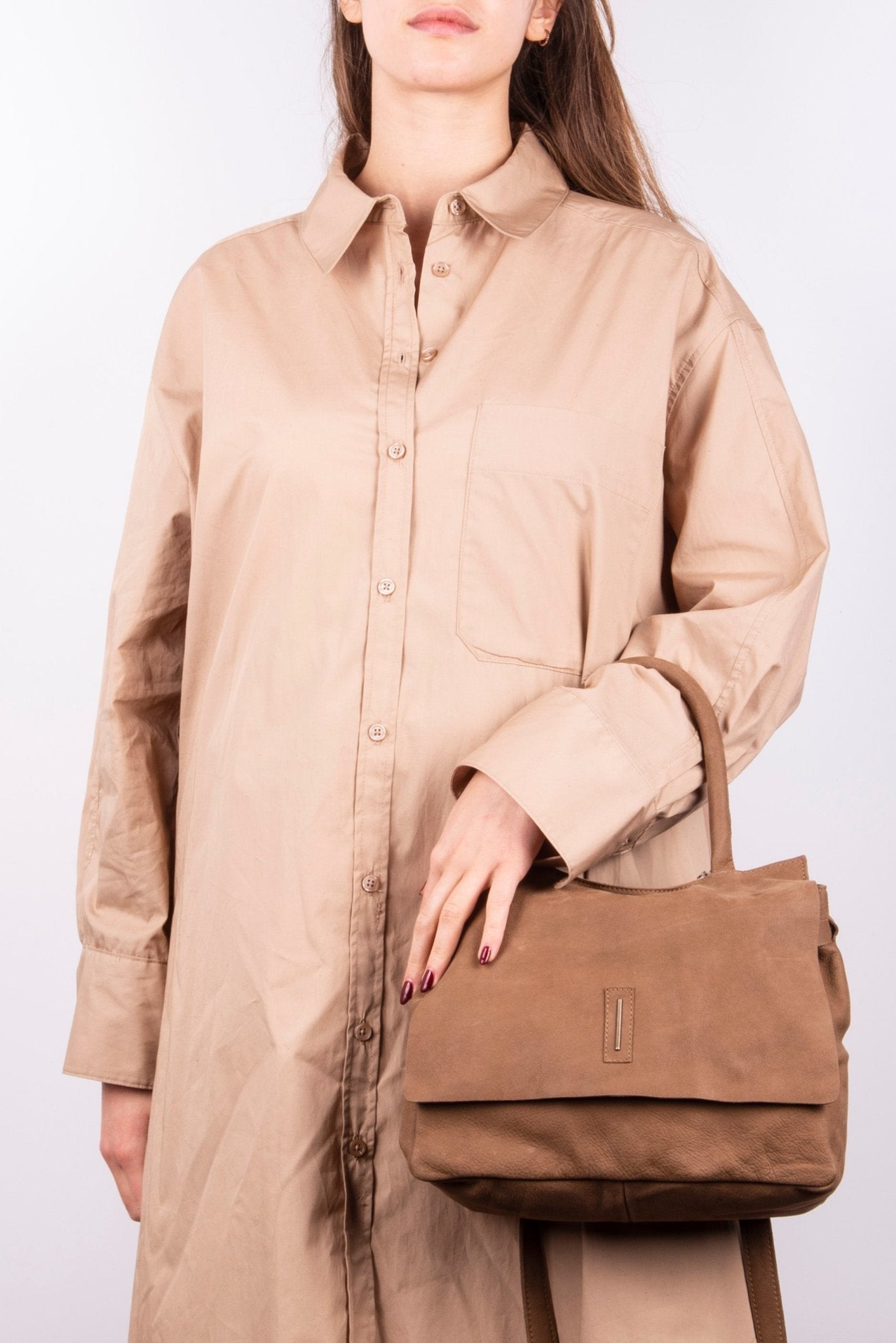 Sue long beach fango - borsa piccola a tracolla in pelle beige - Marta Ray